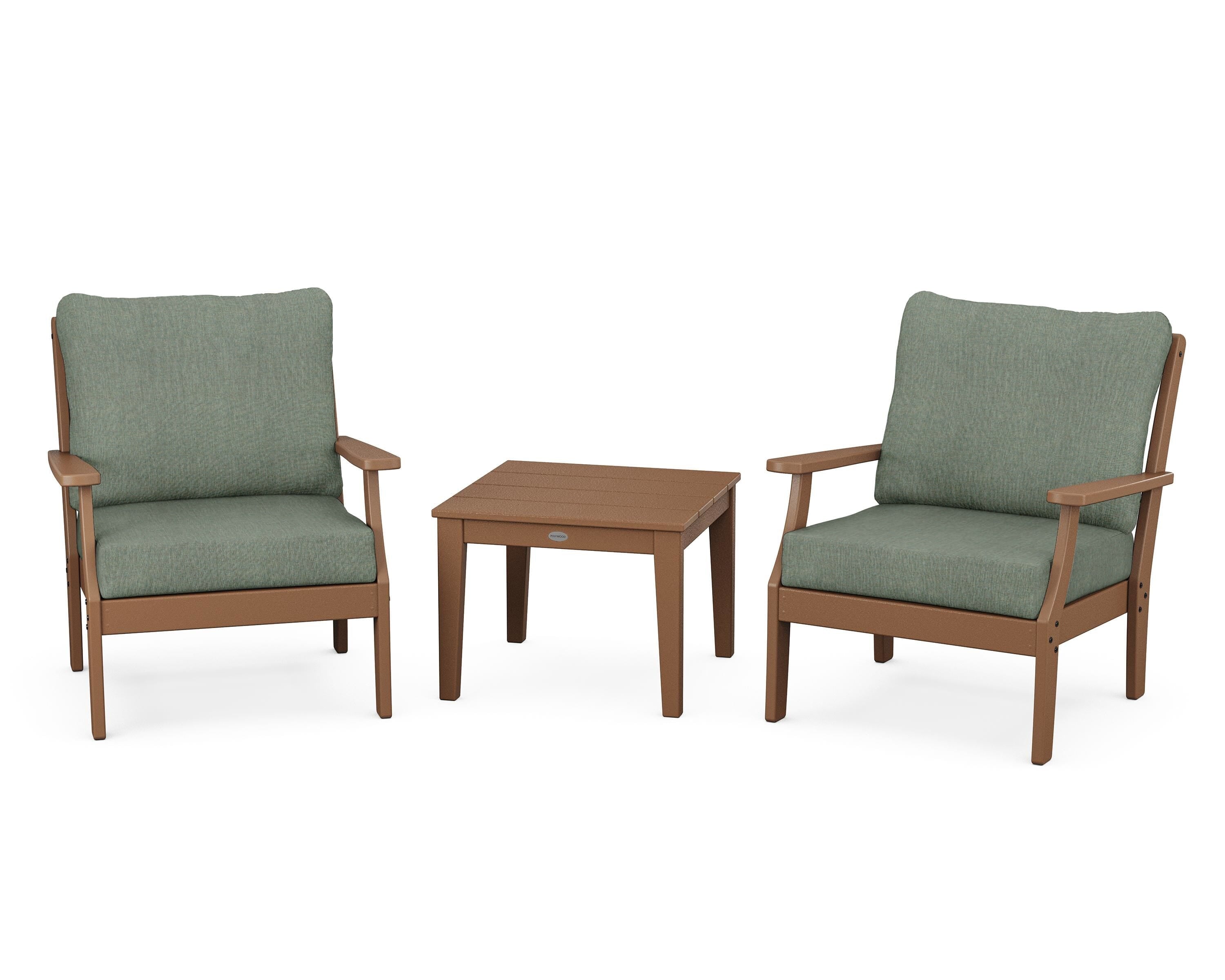 POLYWOOD® Braxton 3-Piece Deep Seating Set in Teak / Cast Sage