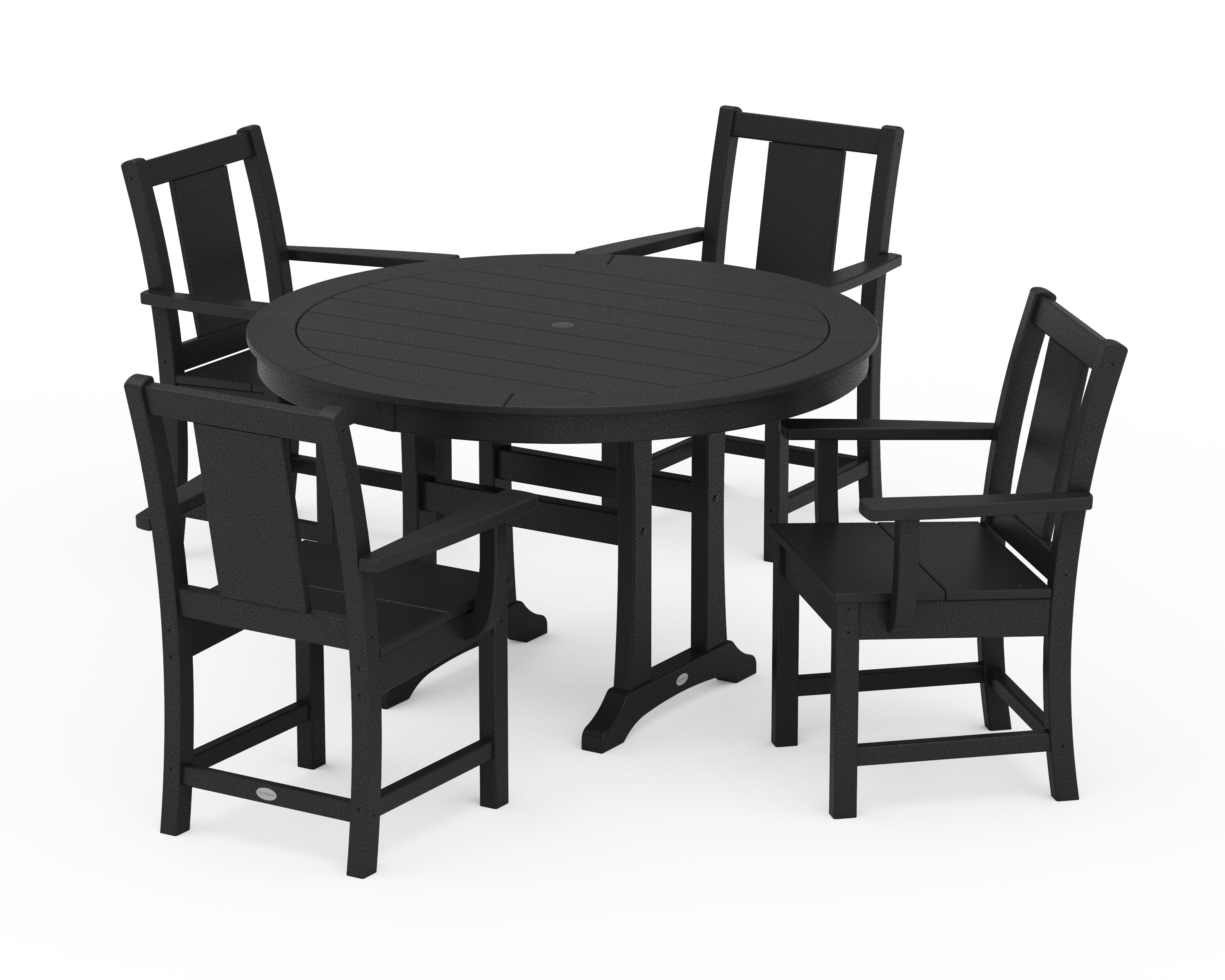 POLYWOOD® Prairie 5-Piece Round Dining Set with Trestle Legs in Black