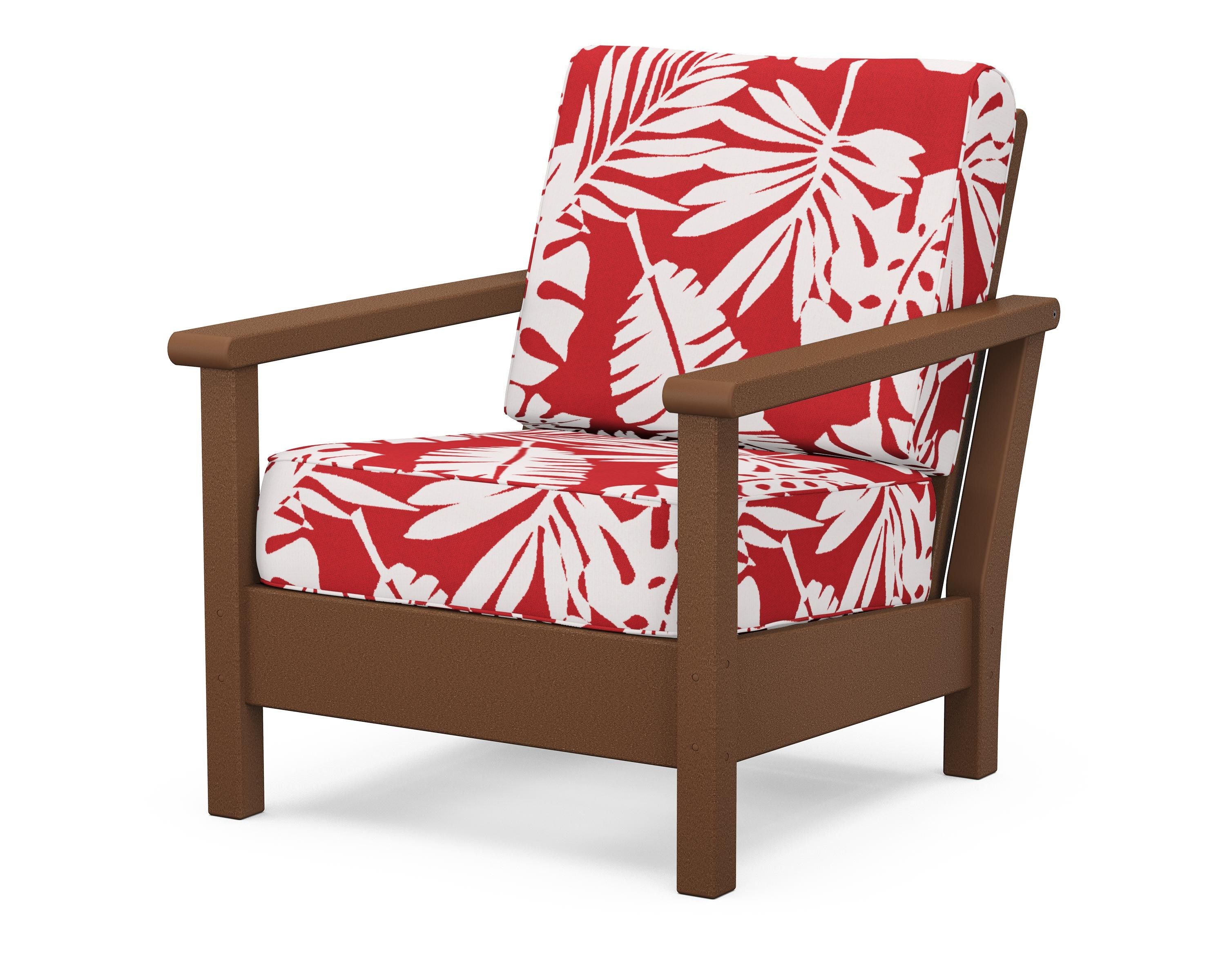 POLYWOOD® Harbour Deep Seating Chair in Teak / Leaf Crimson