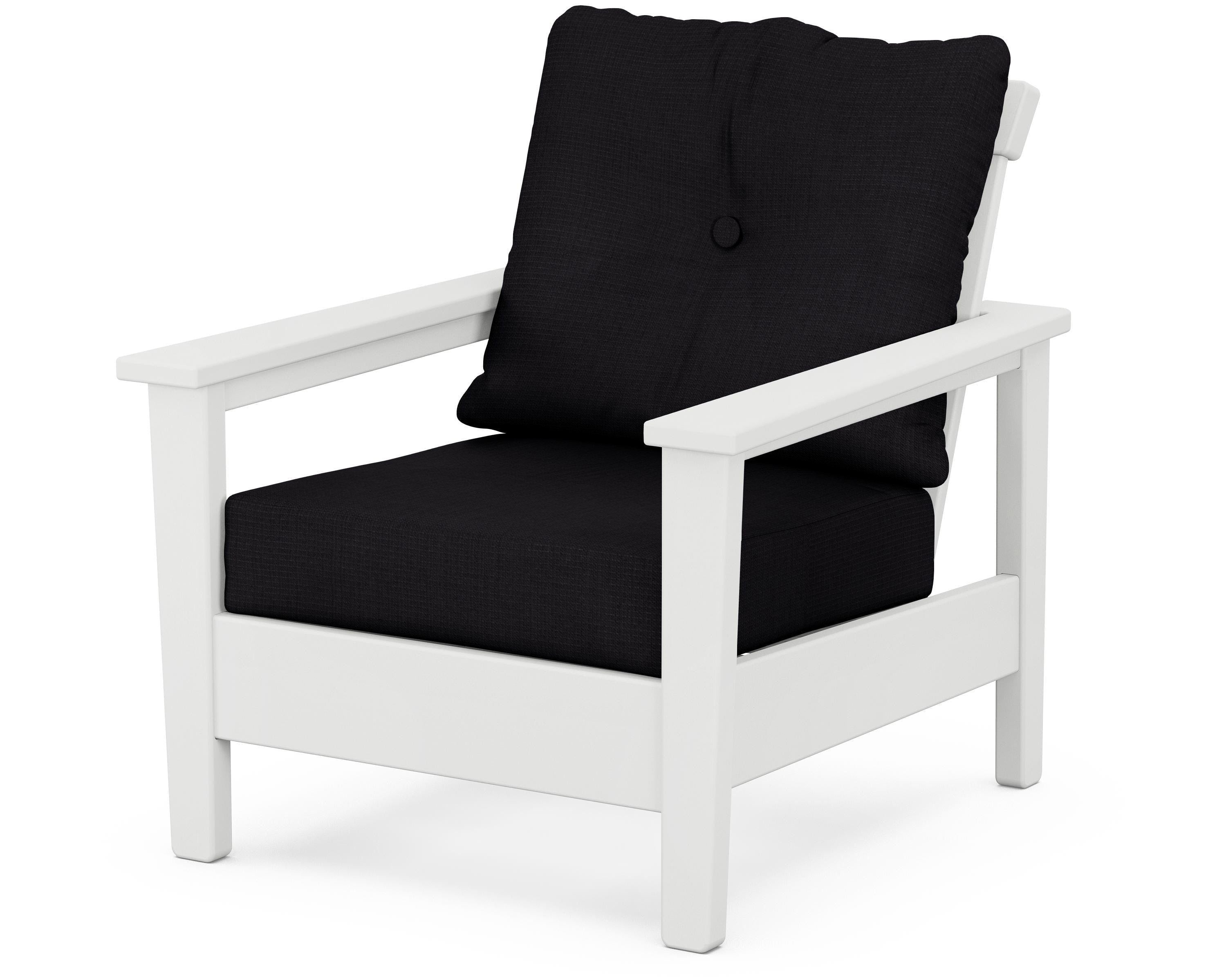 POLYWOOD® Prescott Deep Seating Chair in White / Midnight Linen