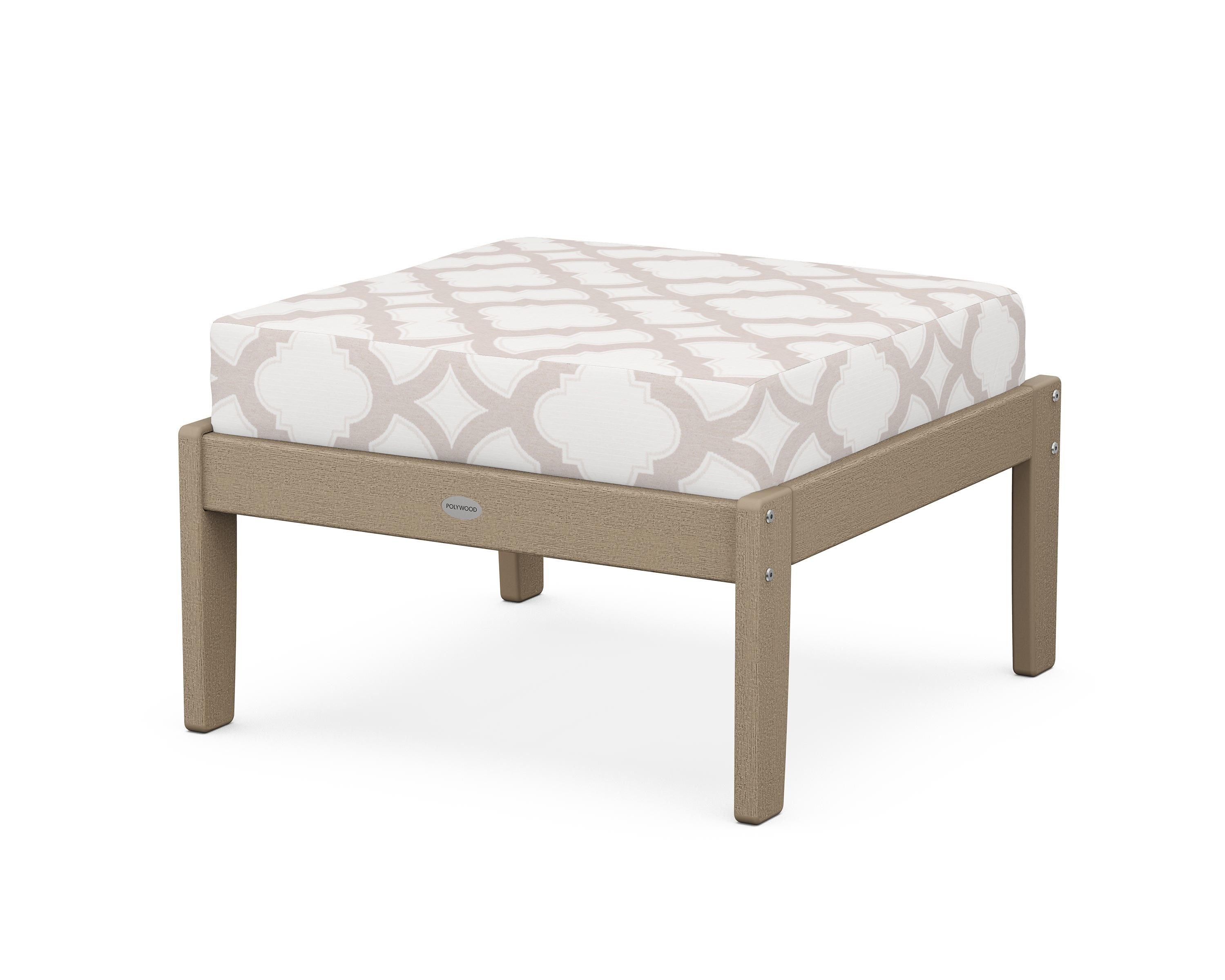 POLYWOOD® Braxton Deep Seating Ottoman in Vintage Sahara / Trellis Dune Burlap