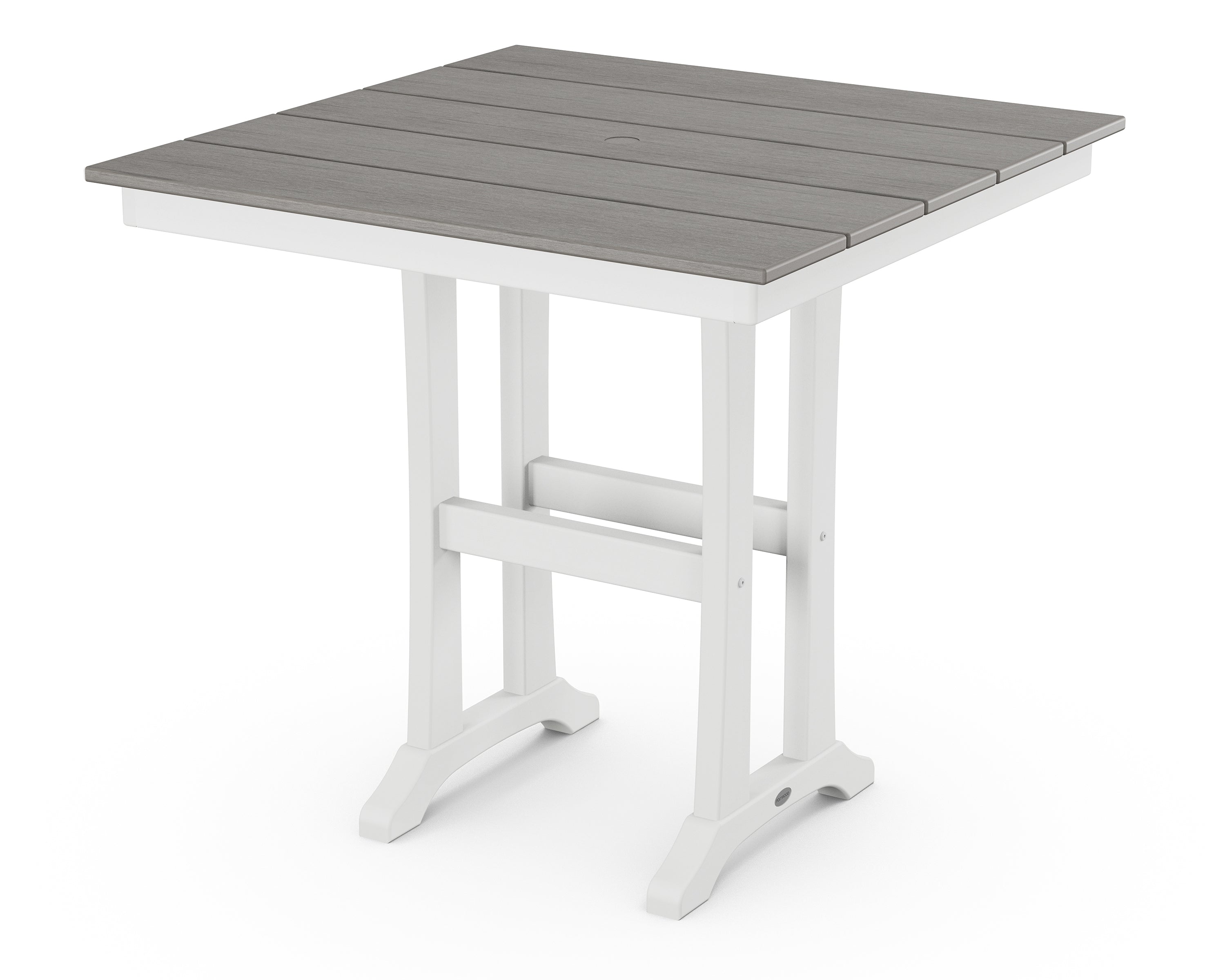 POLYWOOD® Farmhouse Trestle 37" Counter Table in White / Driftwood