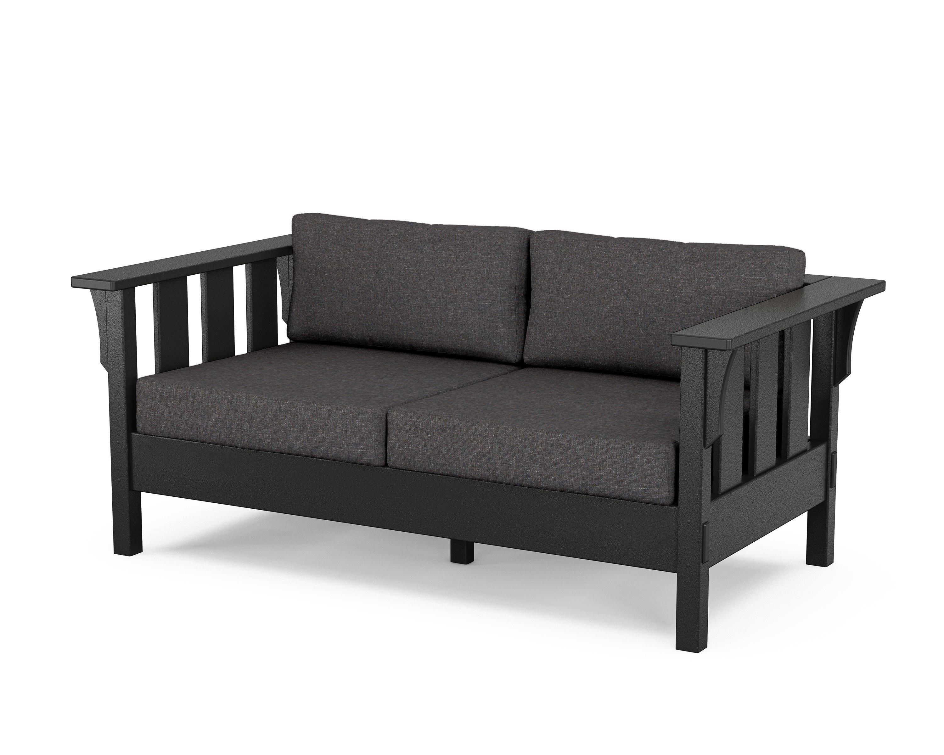 Martha Stewart by POLYWOOD® Acadia Deep Seating Loveseat in Black / Ash Charcoal