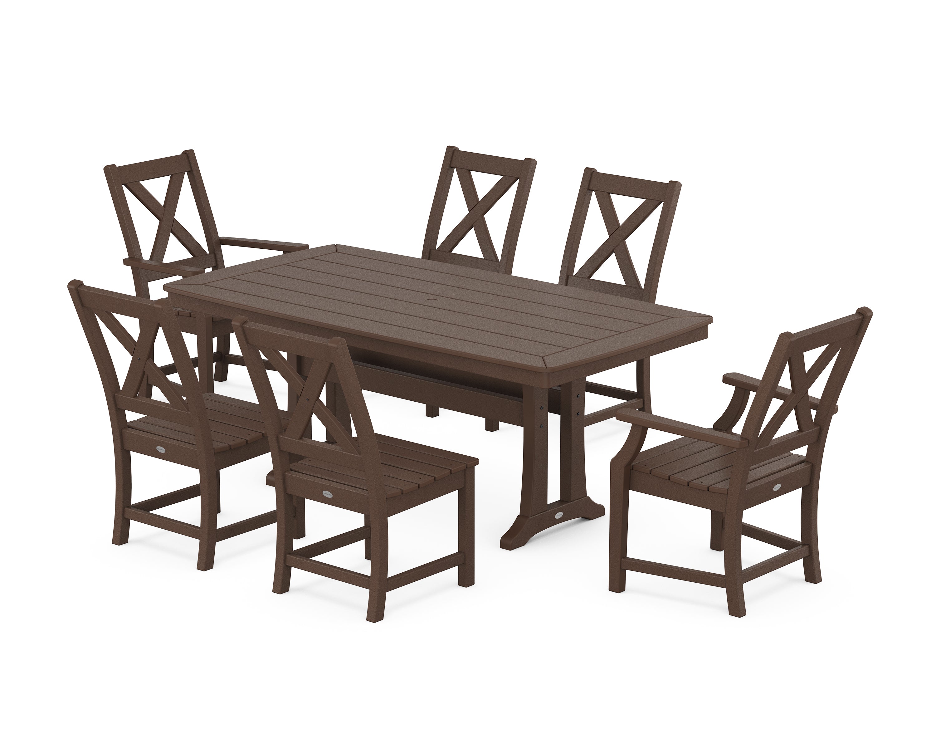 POLYWOOD® Braxton 7-Piece Dining Set with Trestle Legs in Mahogany
