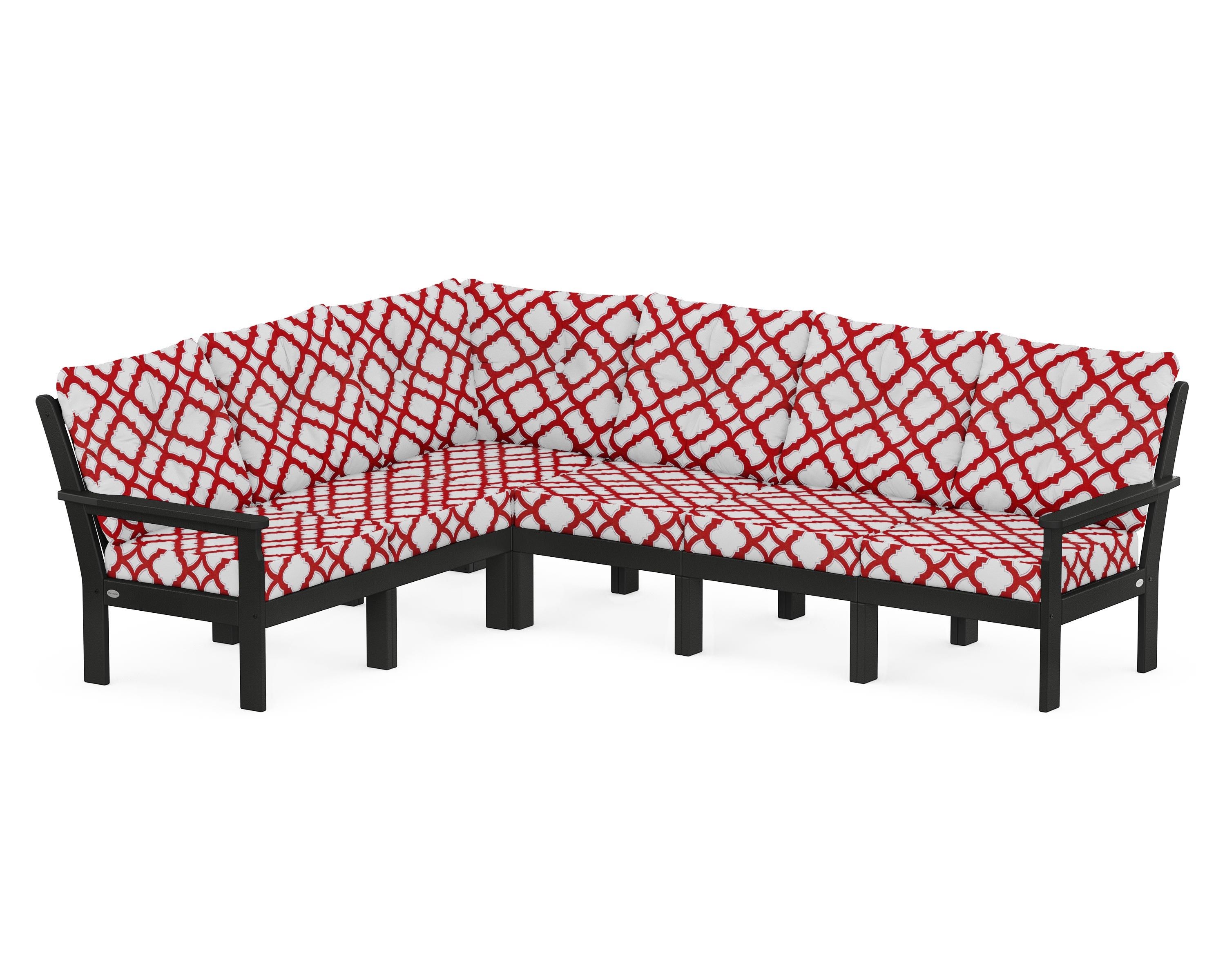 POLYWOOD® Vineyard 6-Piece Sectional in Black / Trellis Crimson
