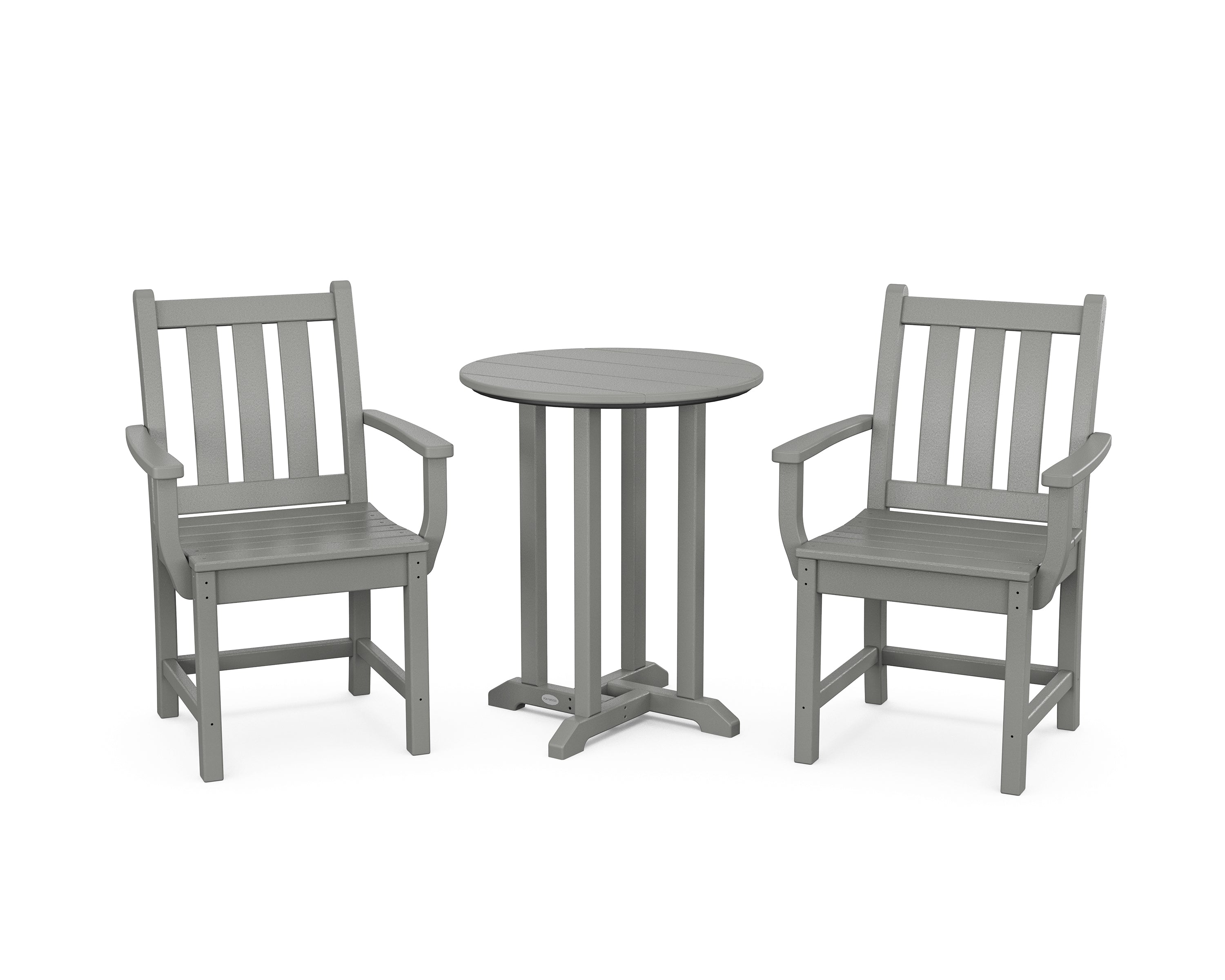POLYWOOD® Traditional Garden 3-Piece Round Bistro Dining Set in Slate Grey