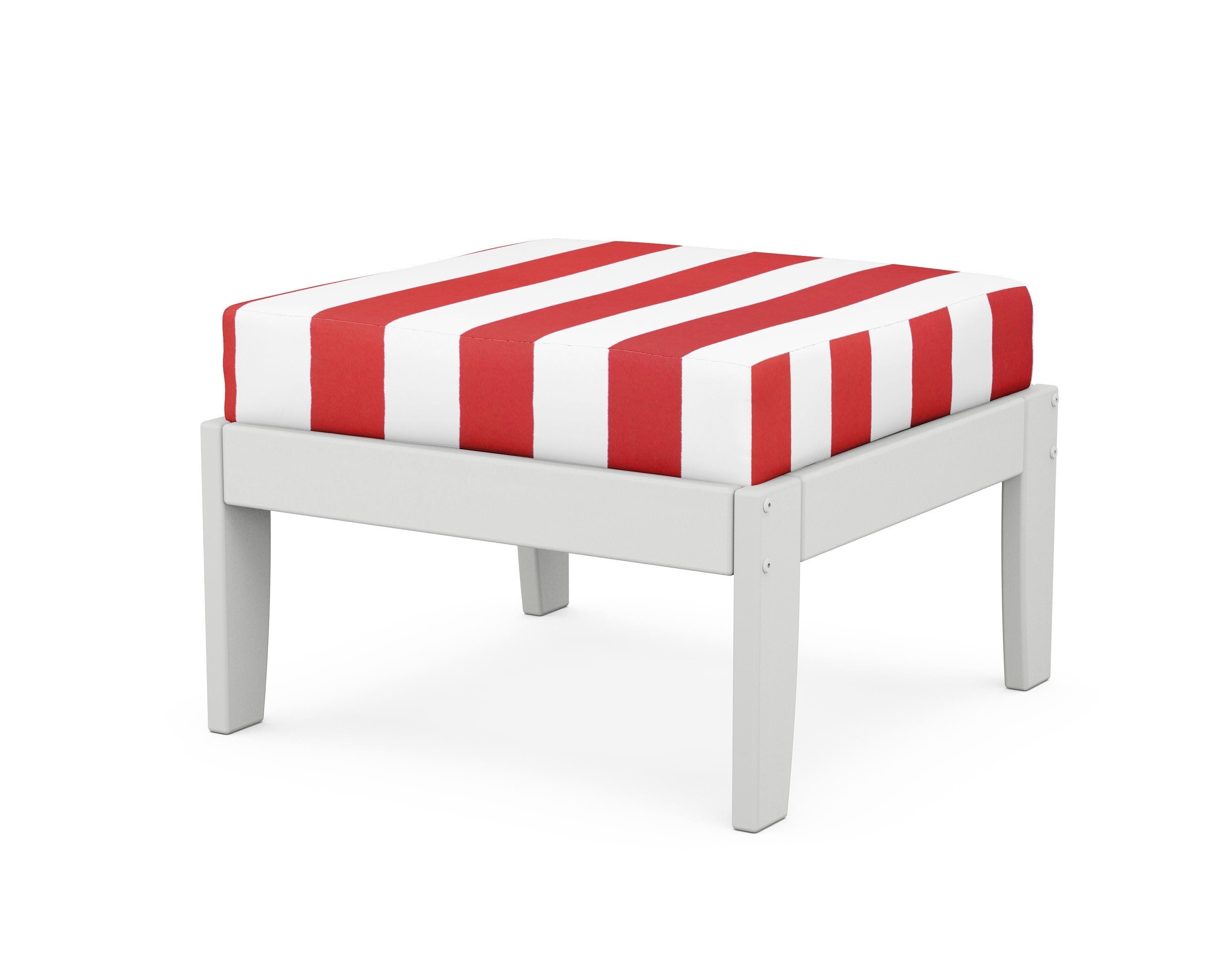 Unbranded Modular Ottoman - Classic in White / Cabana Stripe Crimson