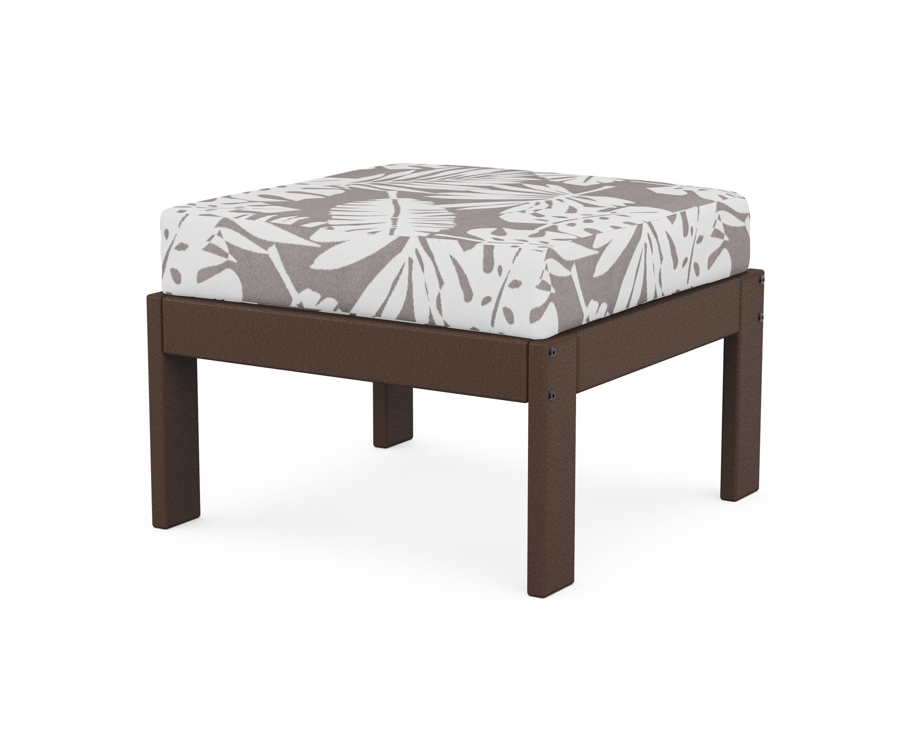 POLYWOOD® Vineyard Modular Ottoman in Mahogany / Leaf Grey Mist