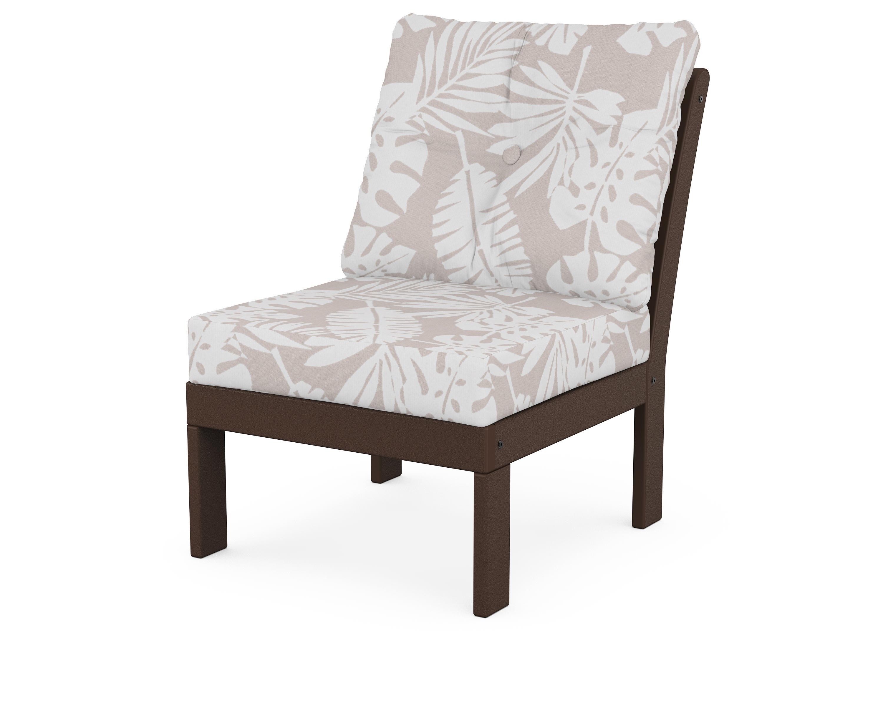 POLYWOOD® Vineyard Modular Armless Chair in Mahogany / Leaf Dune Burlap