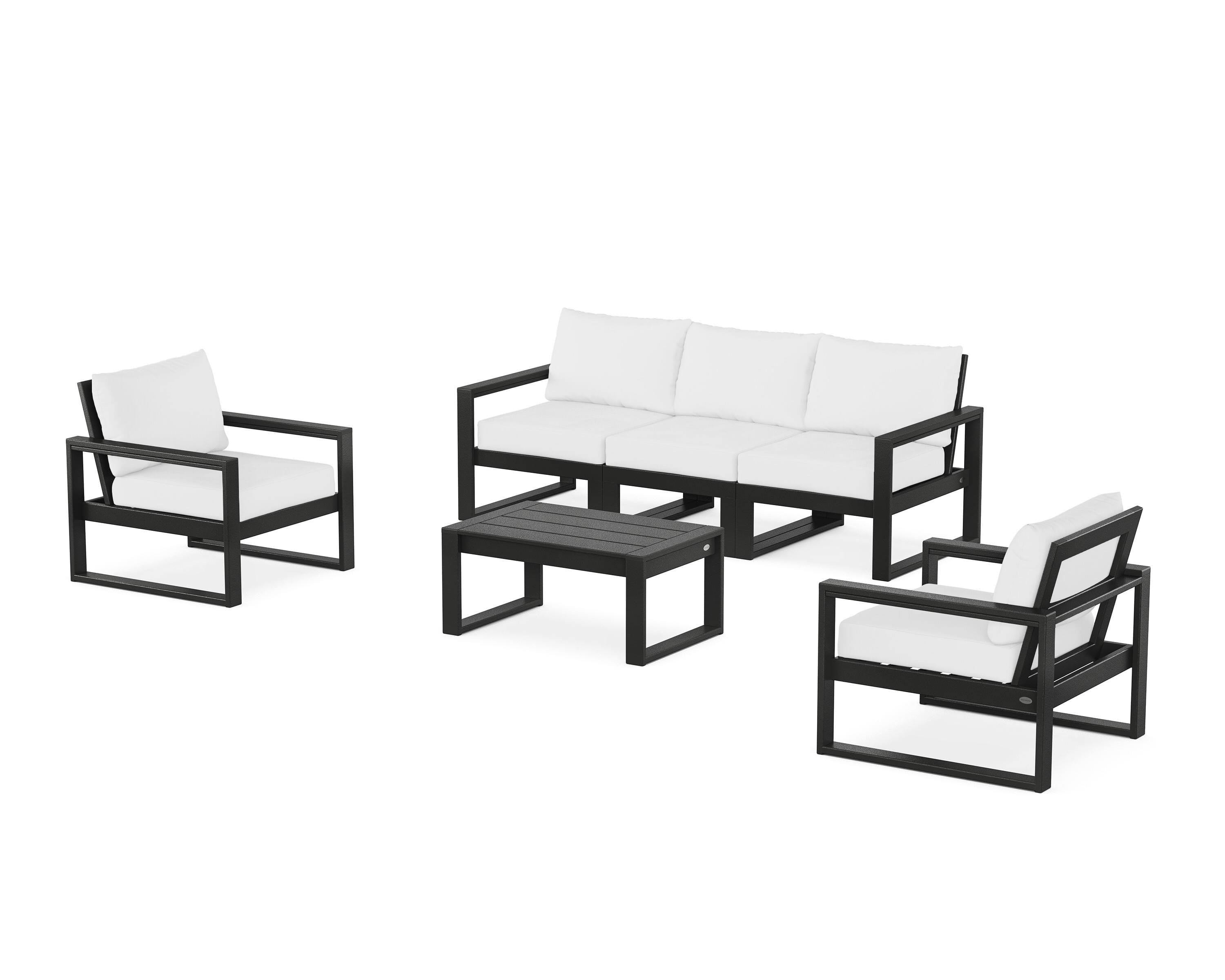 POLYWOOD® EDGE Sectional 4-Piece Deep Seating Set with Sofa in Black / Natural