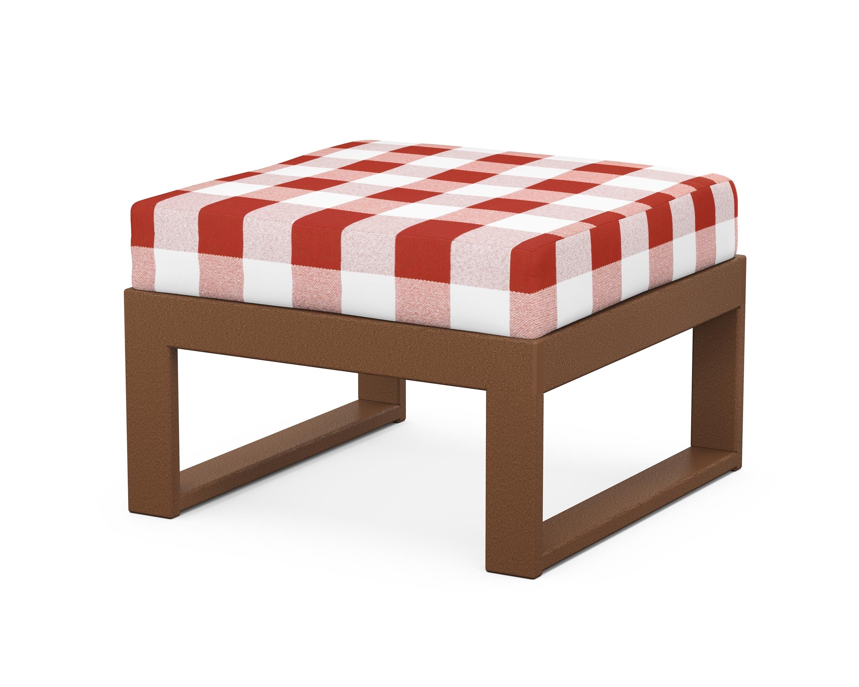 Unbranded Modular Ottoman - Modern in Teak / Buffalo Plaid Crimson