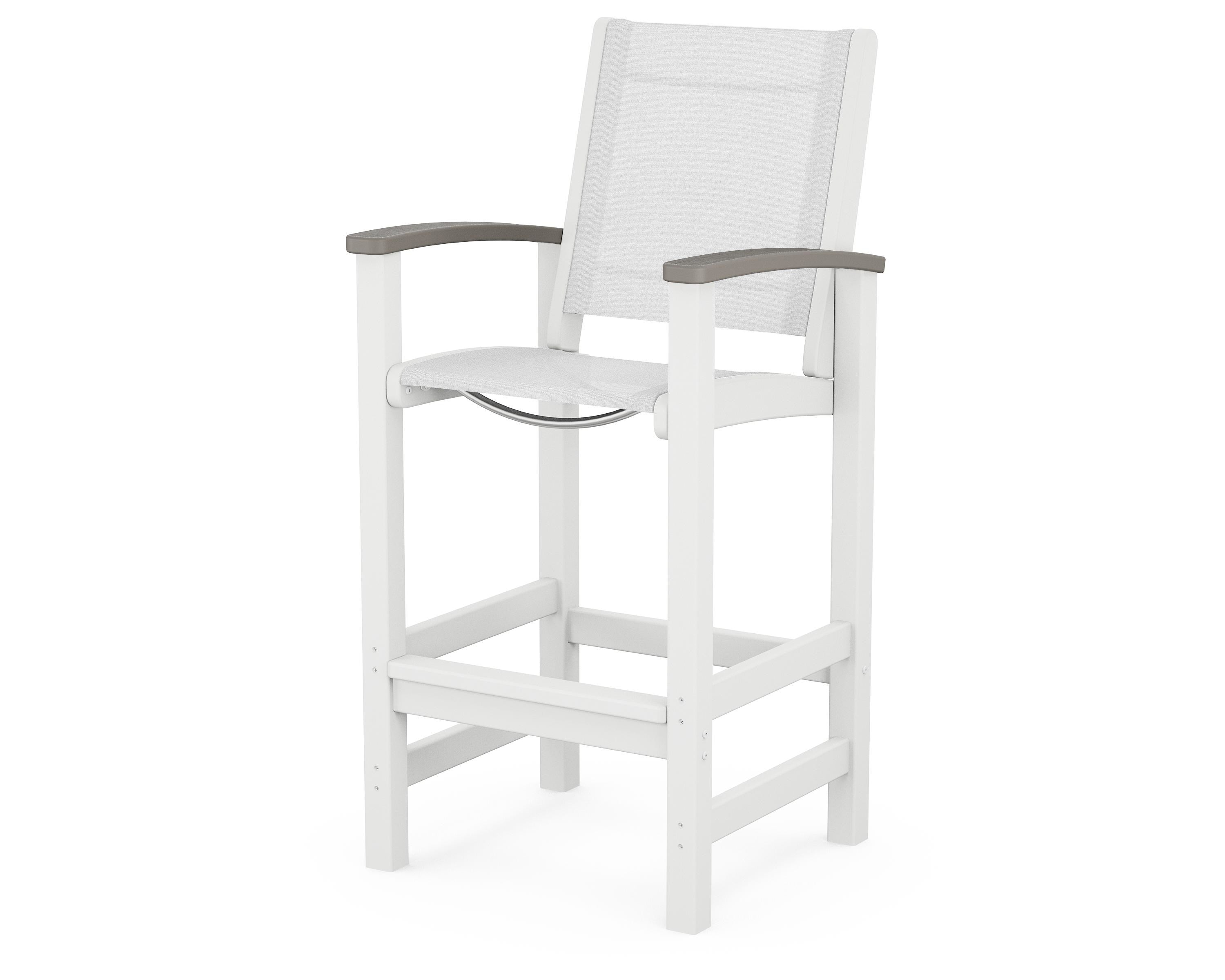 POLYWOOD® Coastal Bar Chair in White / Driftwood / White Sling
