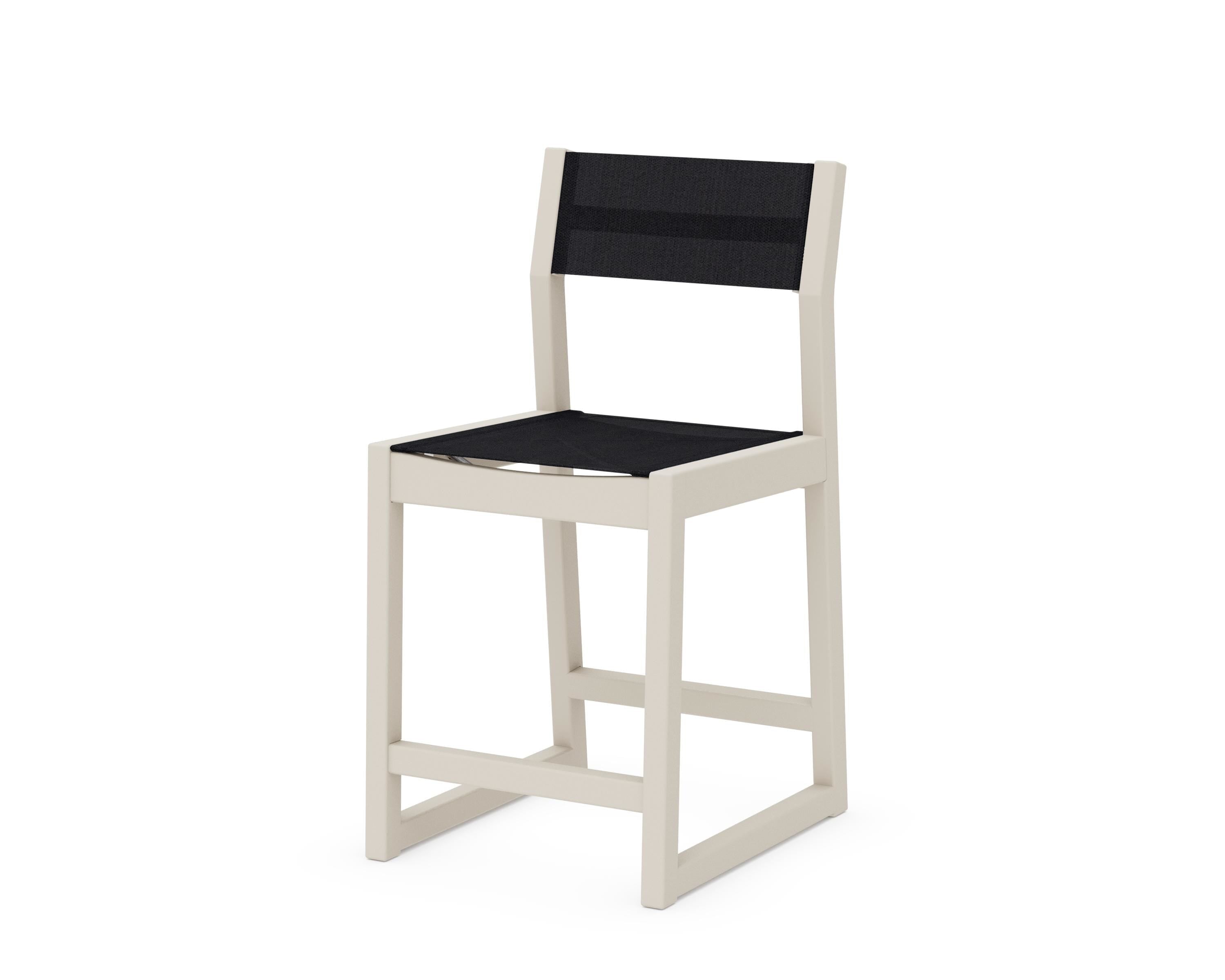 POLYWOOD® EDGE Sling Counter Side Chair in Sand / Black Sling