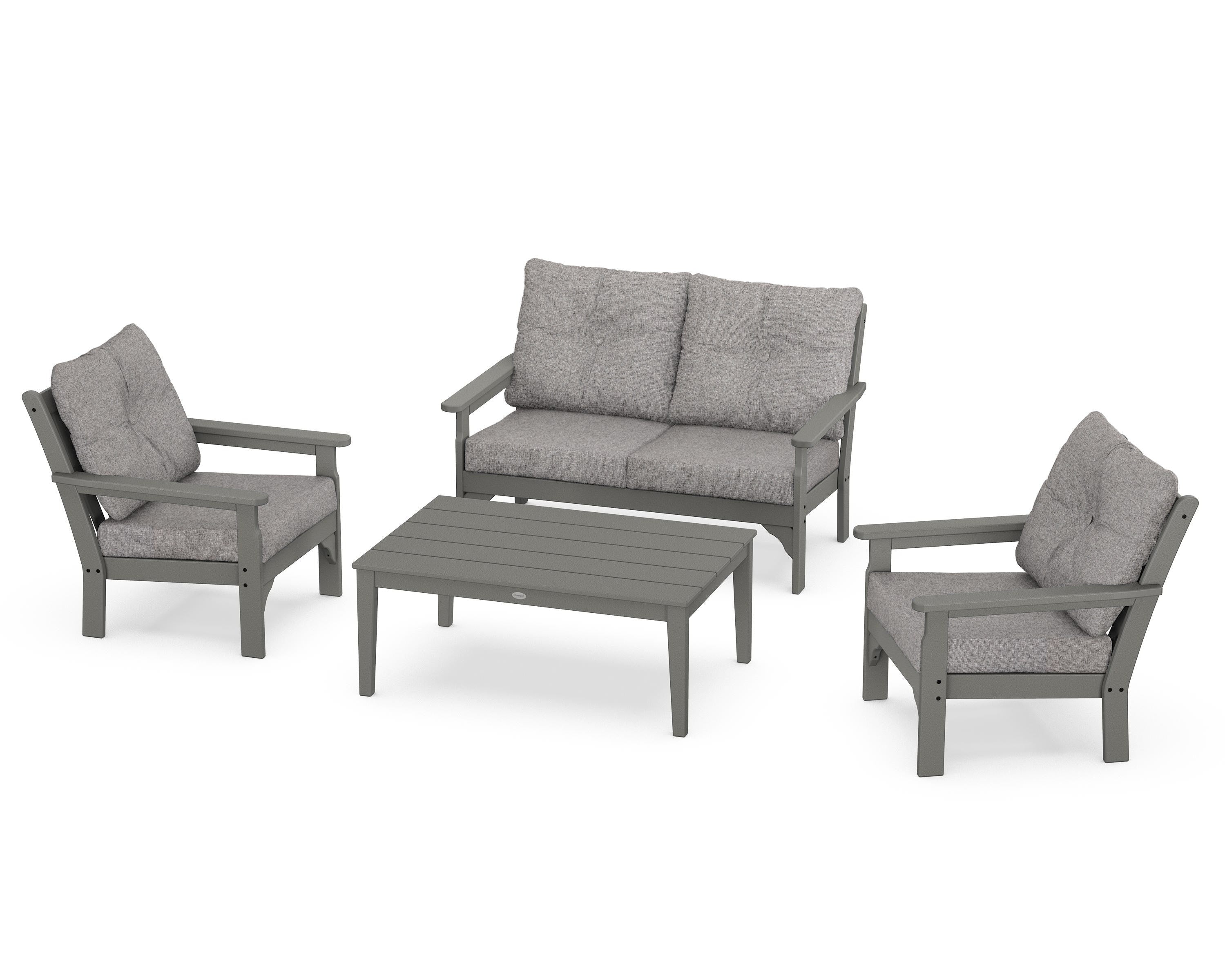 POLYWOOD® Vineyard 4-Piece Deep Seating Set in Slate Grey / Grey Mist