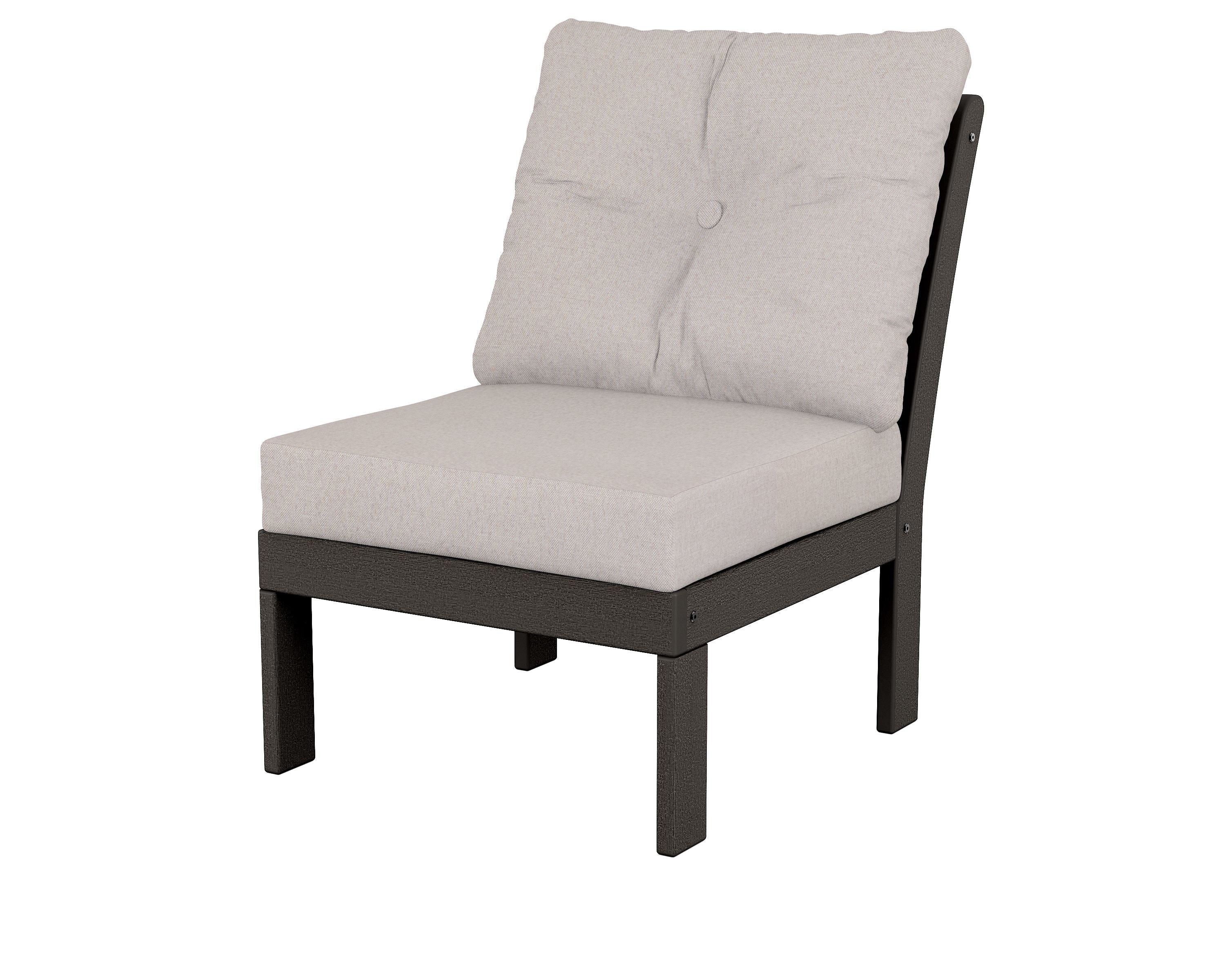POLYWOOD® Vineyard Modular Armless Chair in Vintage Coffee / Dune Burlap