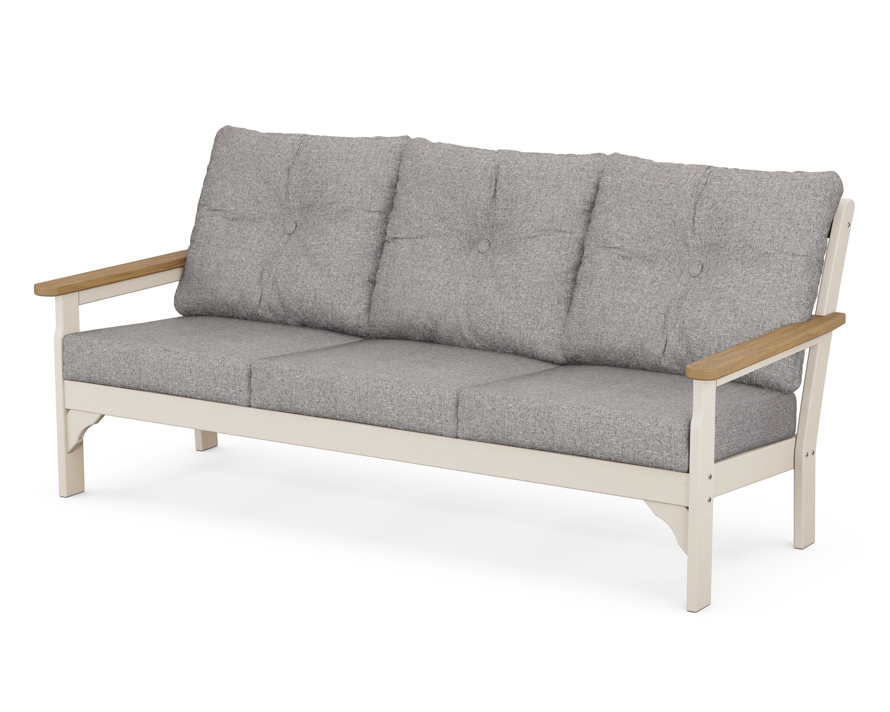 POLYWOOD® Vineyard Deep Seating Sofa in Sand / Natural / Grey Mist