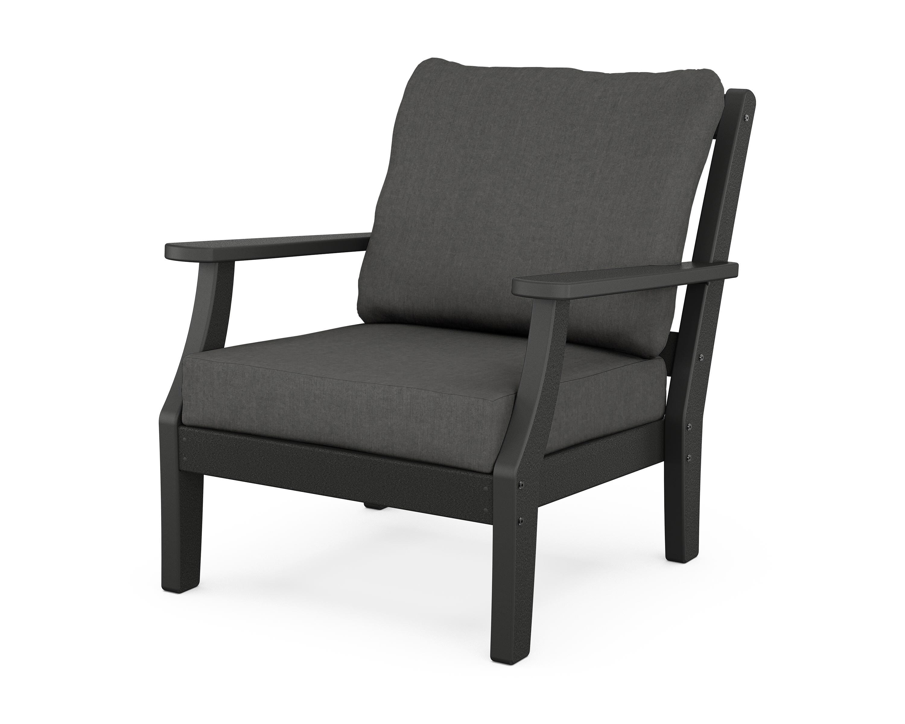 Martha Stewart by POLYWOOD® Chinoiserie Deep Seating Chair in Black / Spectrum Carbon