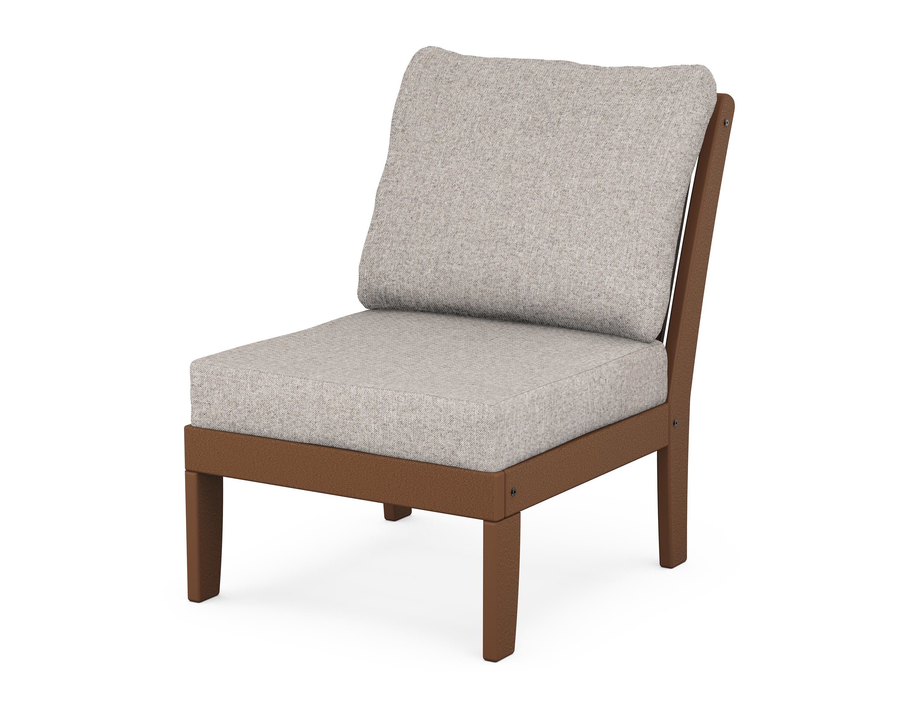 POLYWOOD® Braxton Modular Armless Chair in Teak / Weathered Tweed