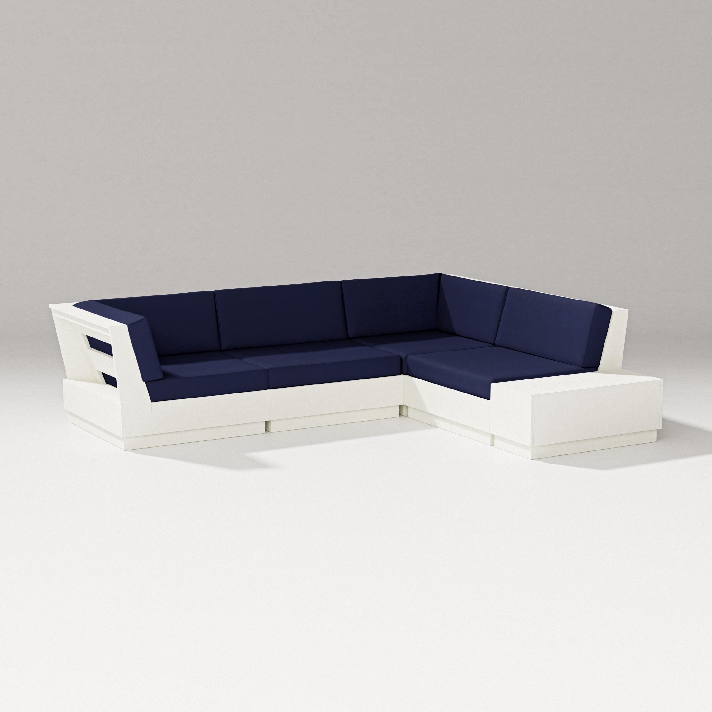 PW Designer Series Elevate Corner Sectional in Vintage White / Navy