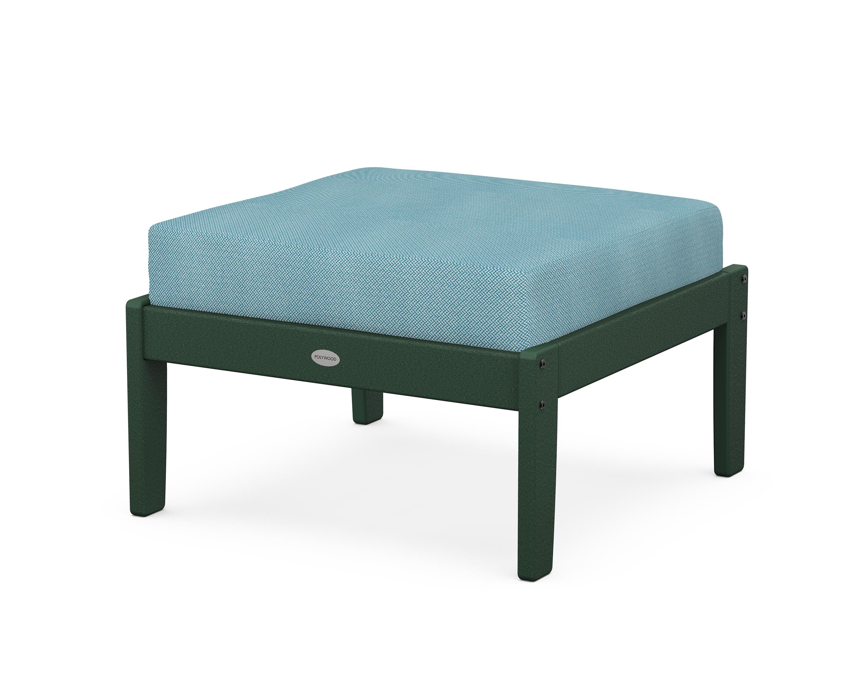POLYWOOD® Braxton Deep Seating Ottoman in Green / Lattice Sky Blue
