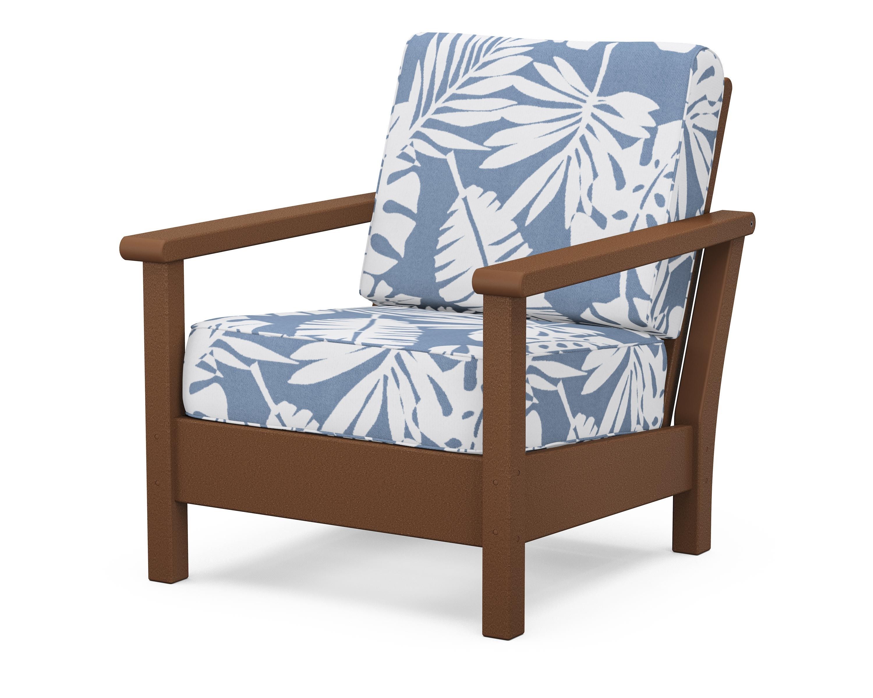 POLYWOOD® Harbour Deep Seating Chair in Teak / Leaf Sky Blue