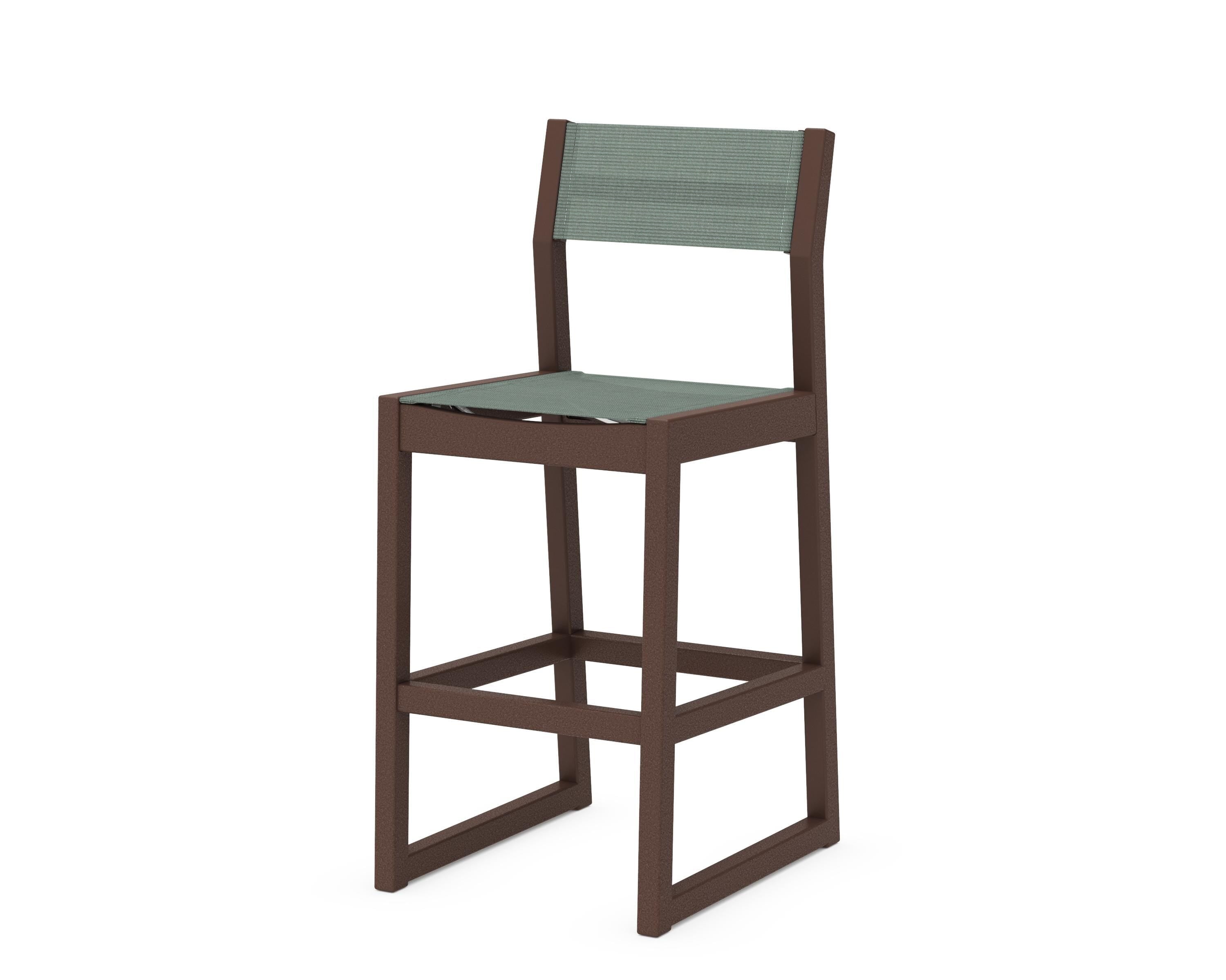 POLYWOOD® EDGE Sling Bar Side Chair in Mahogany / Dupioni Sea Mist Sling