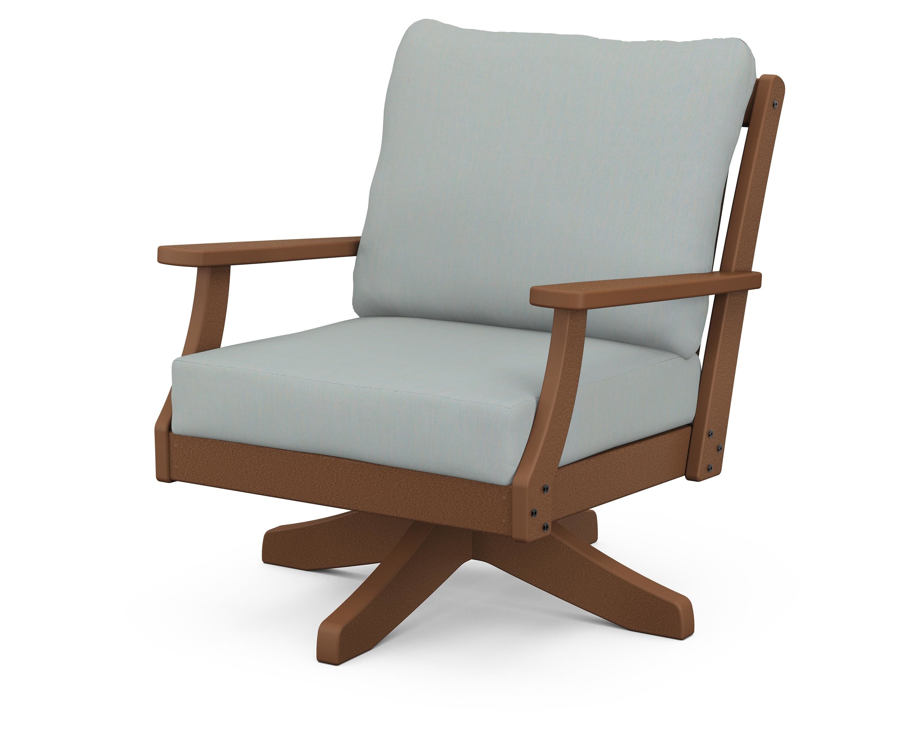 POLYWOOD® Braxton Deep Seating Swivel Chair in Teak / Spa
