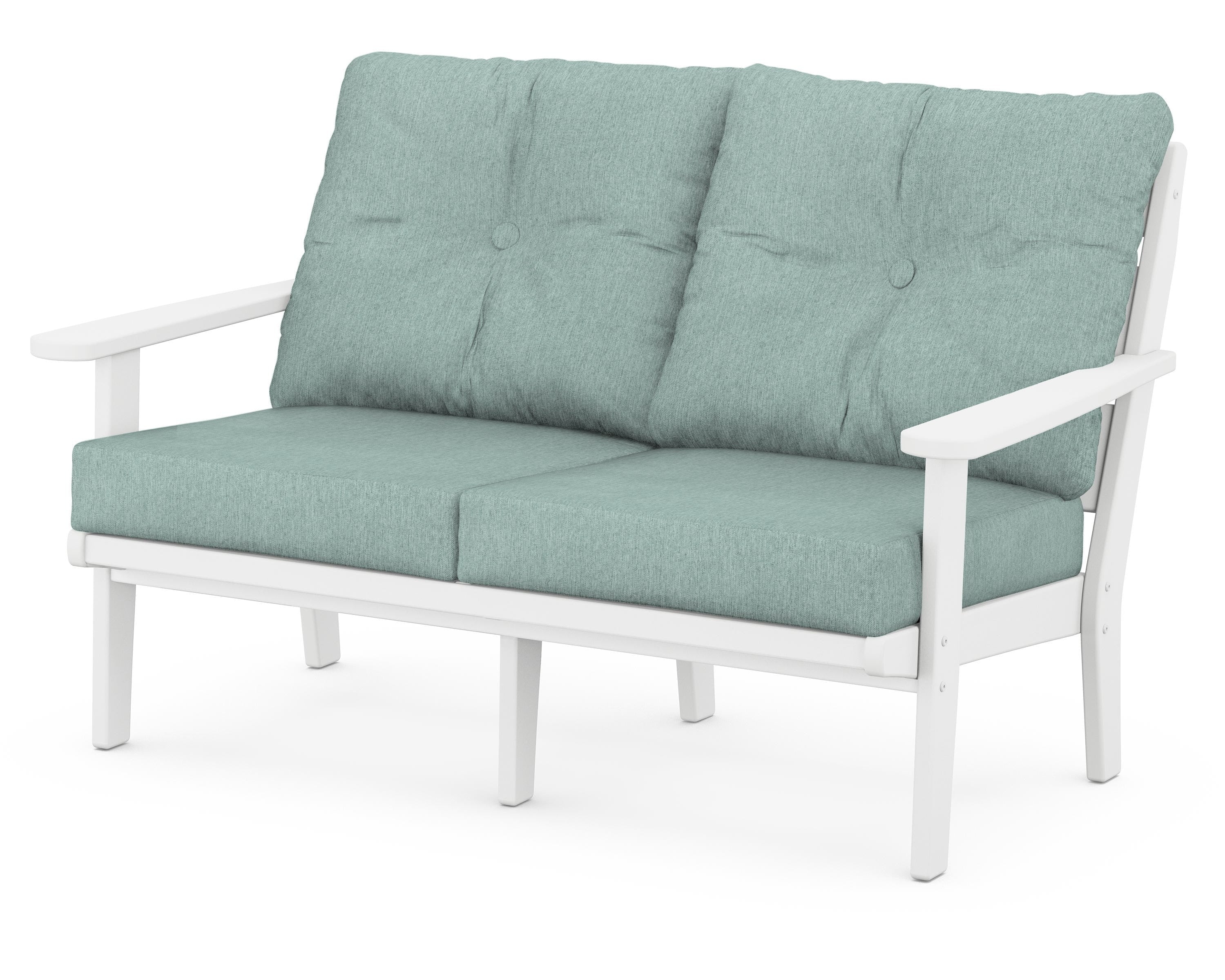 POLYWOOD® Lakeside Deep Seating Loveseat in White / Glacier Spa