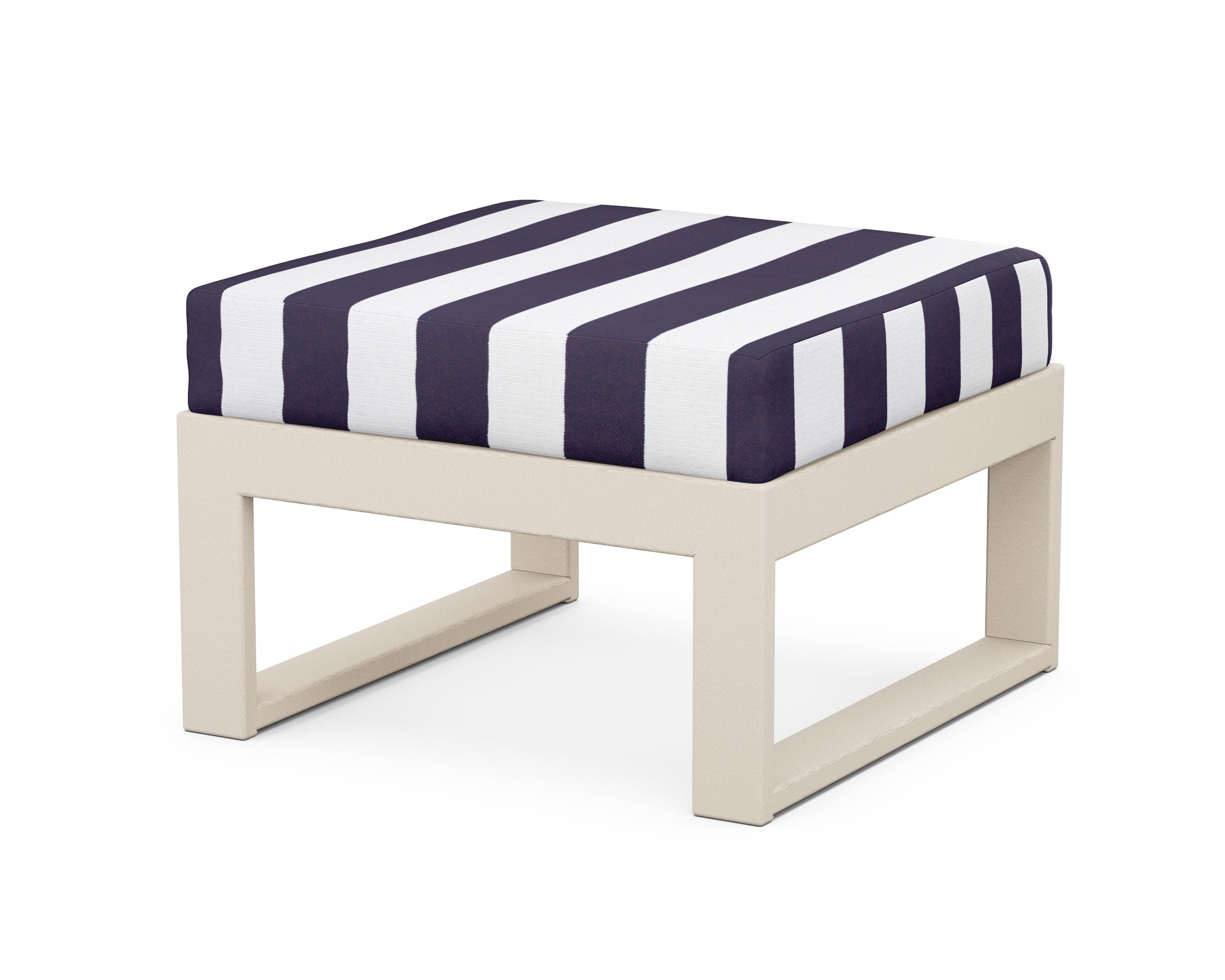 Unbranded Modular Ottoman - Modern in Sand / Cabana Stripe Navy