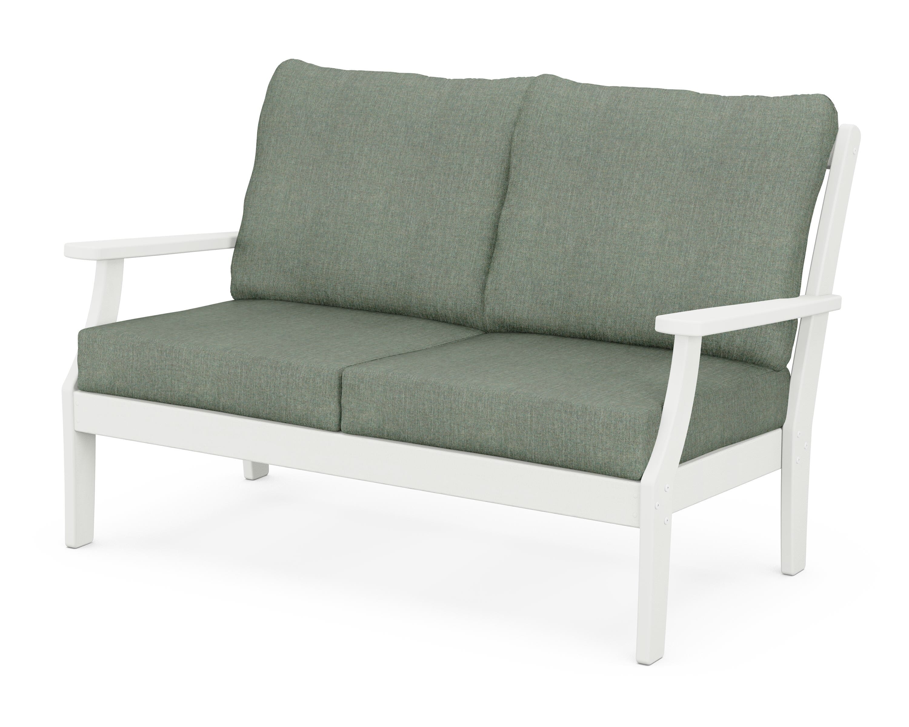 POLYWOOD® Braxton Deep Seating Loveseat in Vintage White / Cast Sage