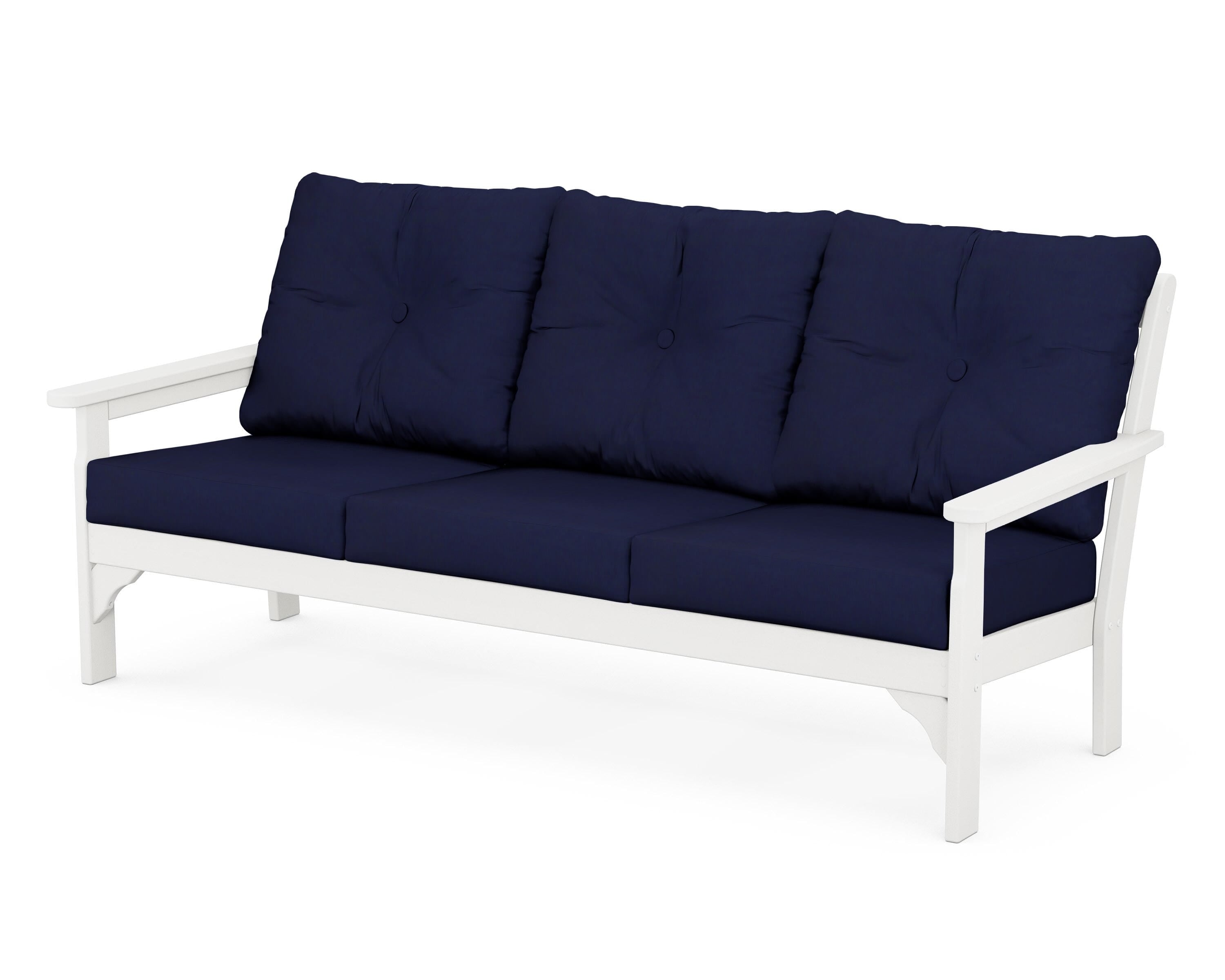 POLYWOOD® Vineyard Deep Seating Sofa in Vintage White / Navy