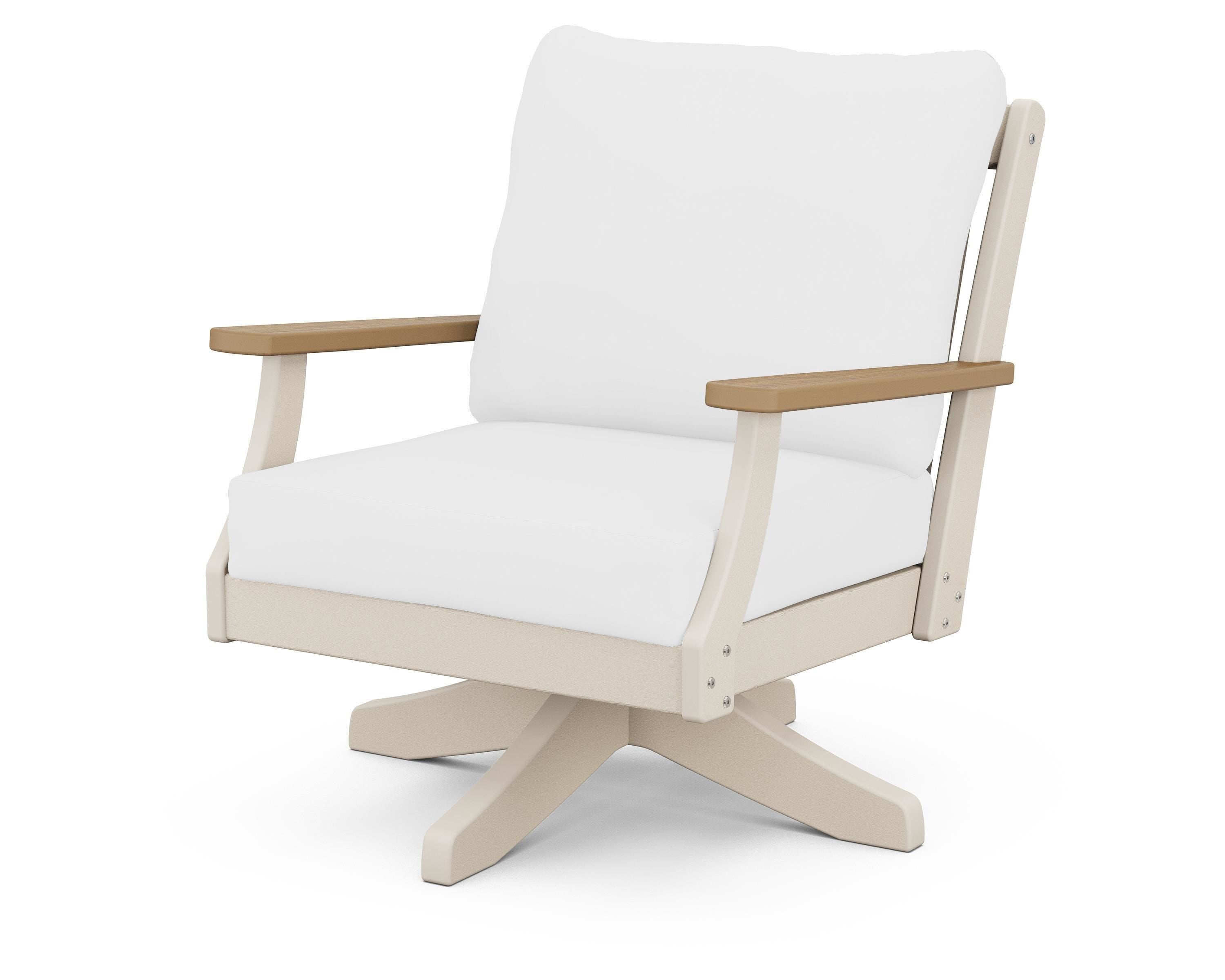 POLYWOOD® Braxton Deep Seating Swivel Chair in Sand / Natural / Natural