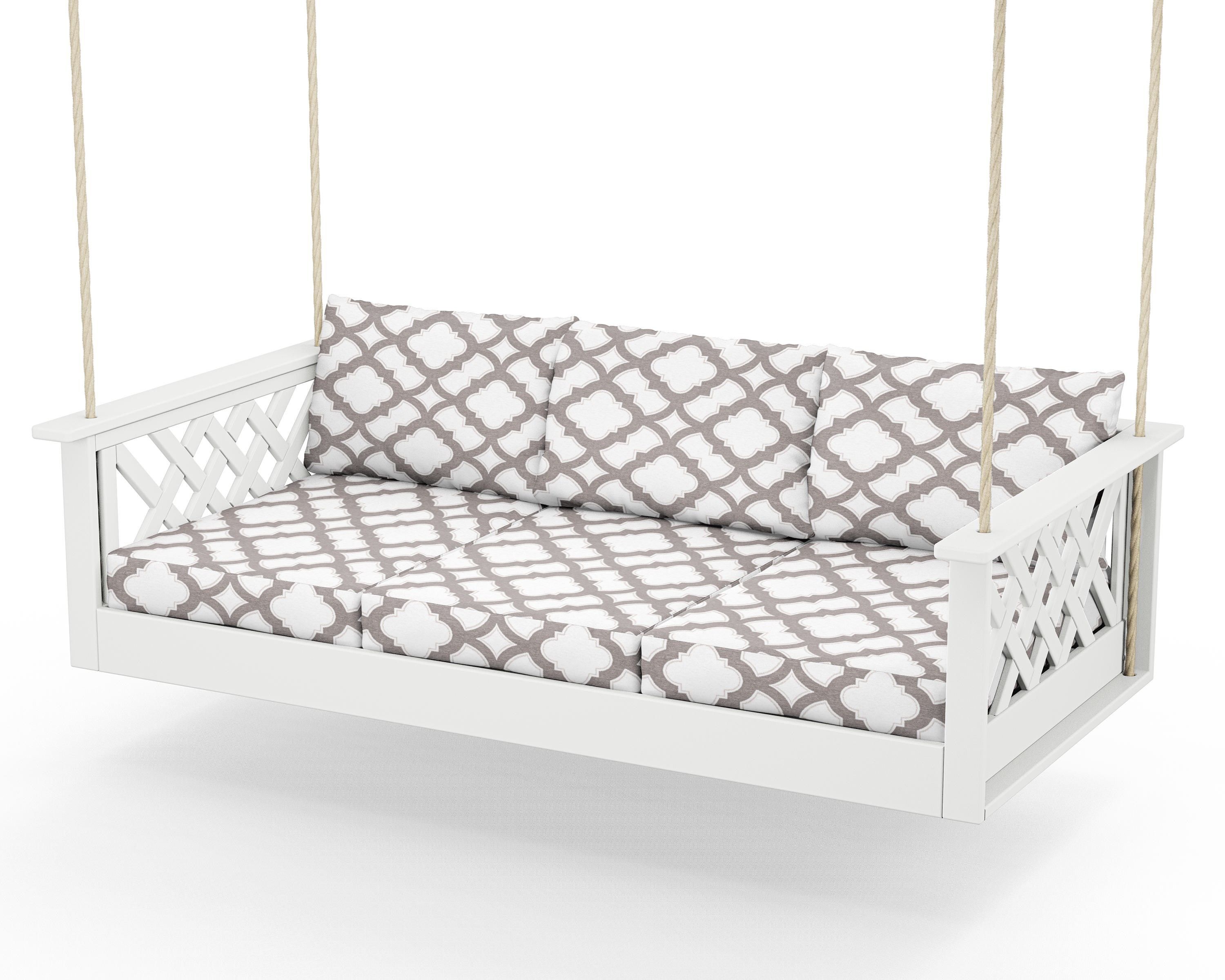 Country Living Wovendale Daybed Swing in White / Trellis Grey Mist