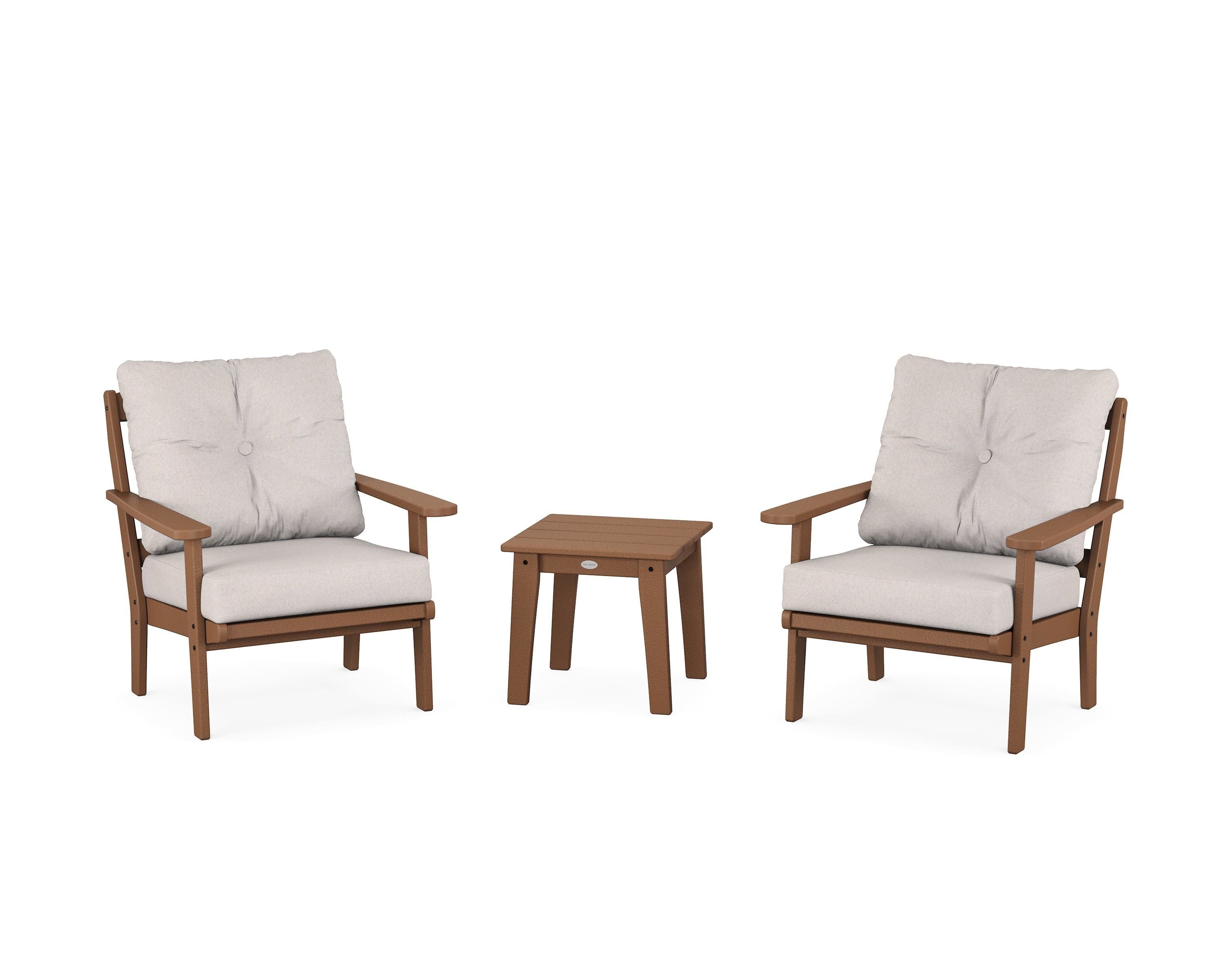 POLYWOOD® Mission 3-Piece Deep Seating Set in Teak / Dune Burlap