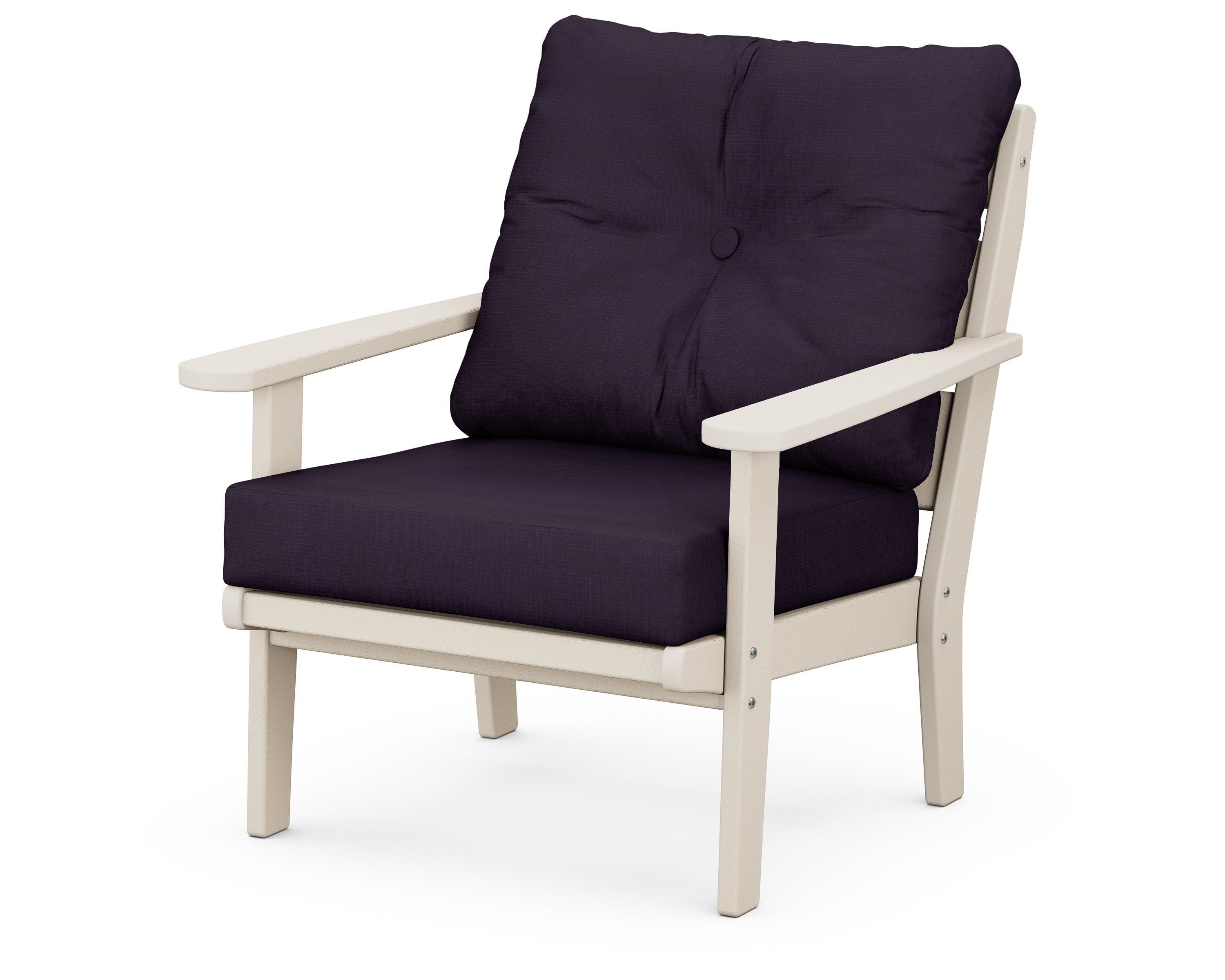 POLYWOOD® Lakeside Deep Seating Chair in Sand / Navy Linen
