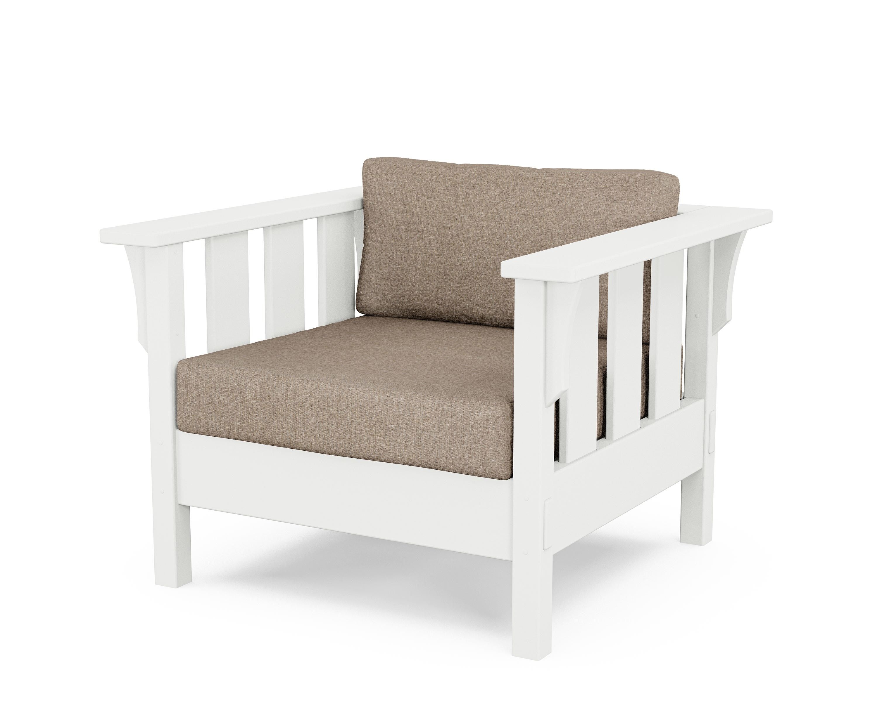 Martha Stewart by POLYWOOD® Acadia Deep Seating Chair in White / Spiced Burlap
