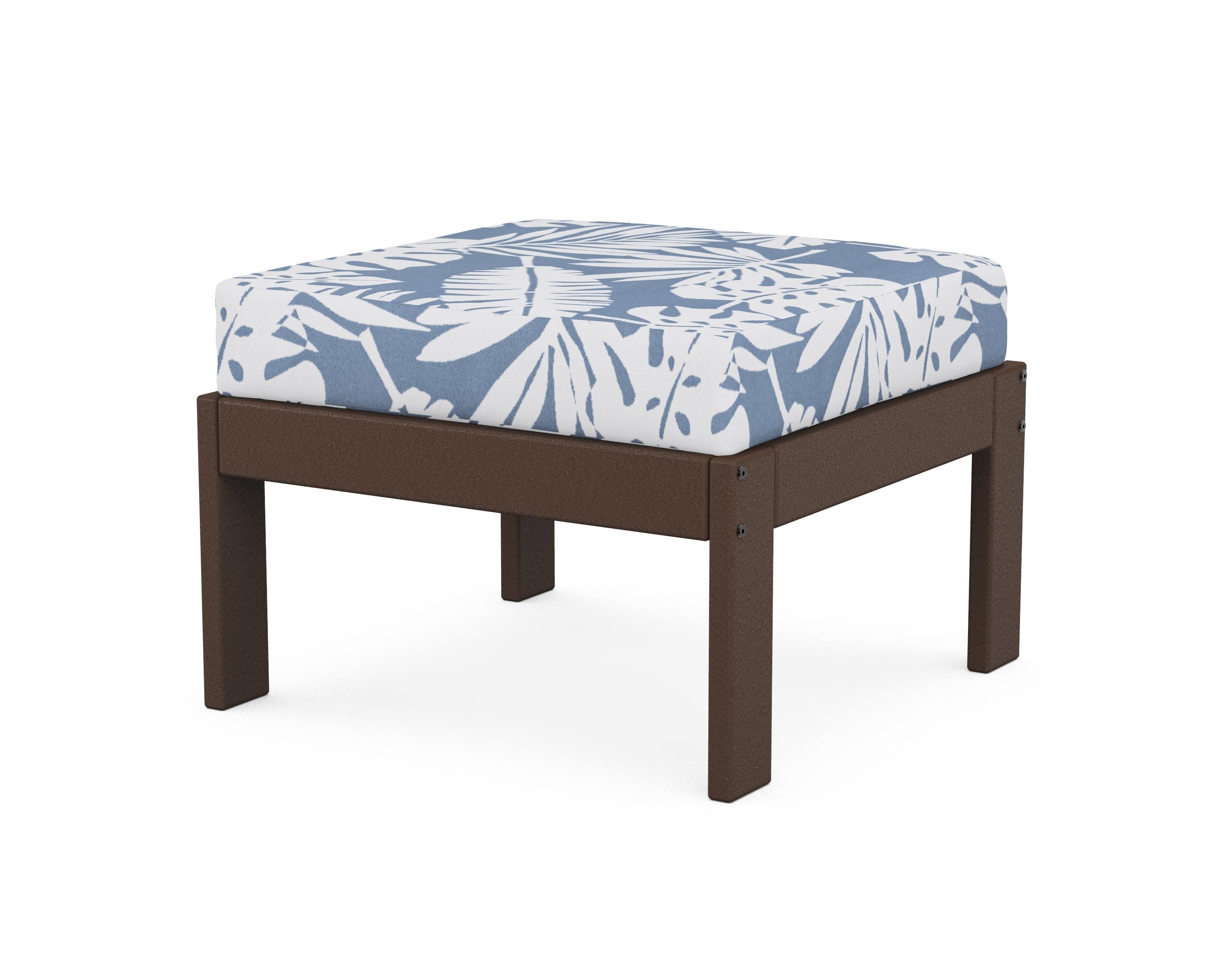 POLYWOOD® Vineyard Modular Ottoman in Mahogany / Leaf Sky Blue