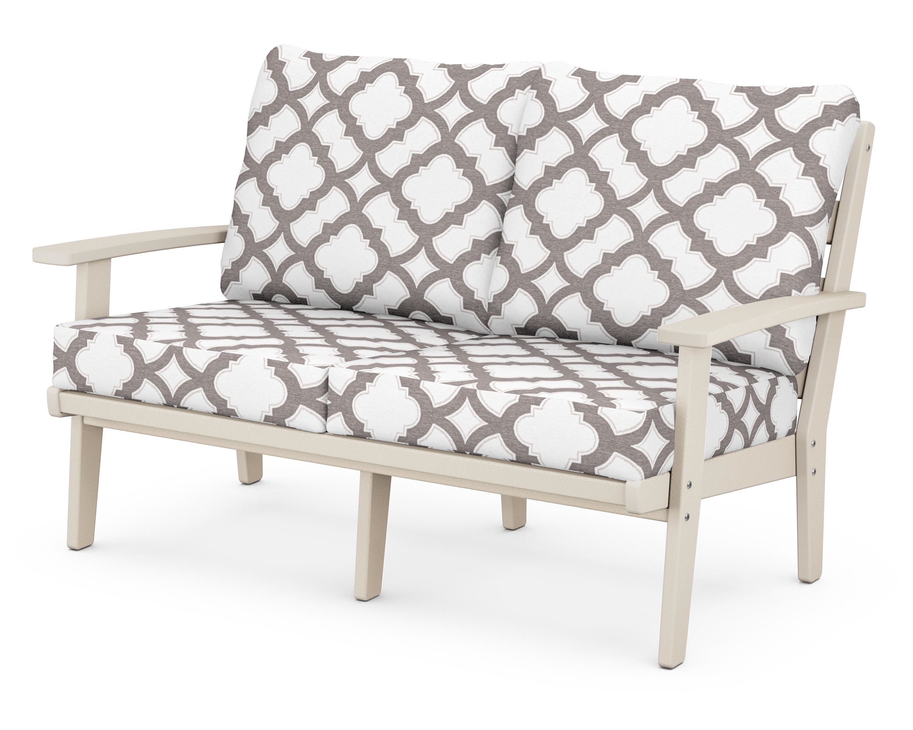 POLYWOOD® Grant Park Deep Seating Loveseat in Sand / Trellis Grey Mist