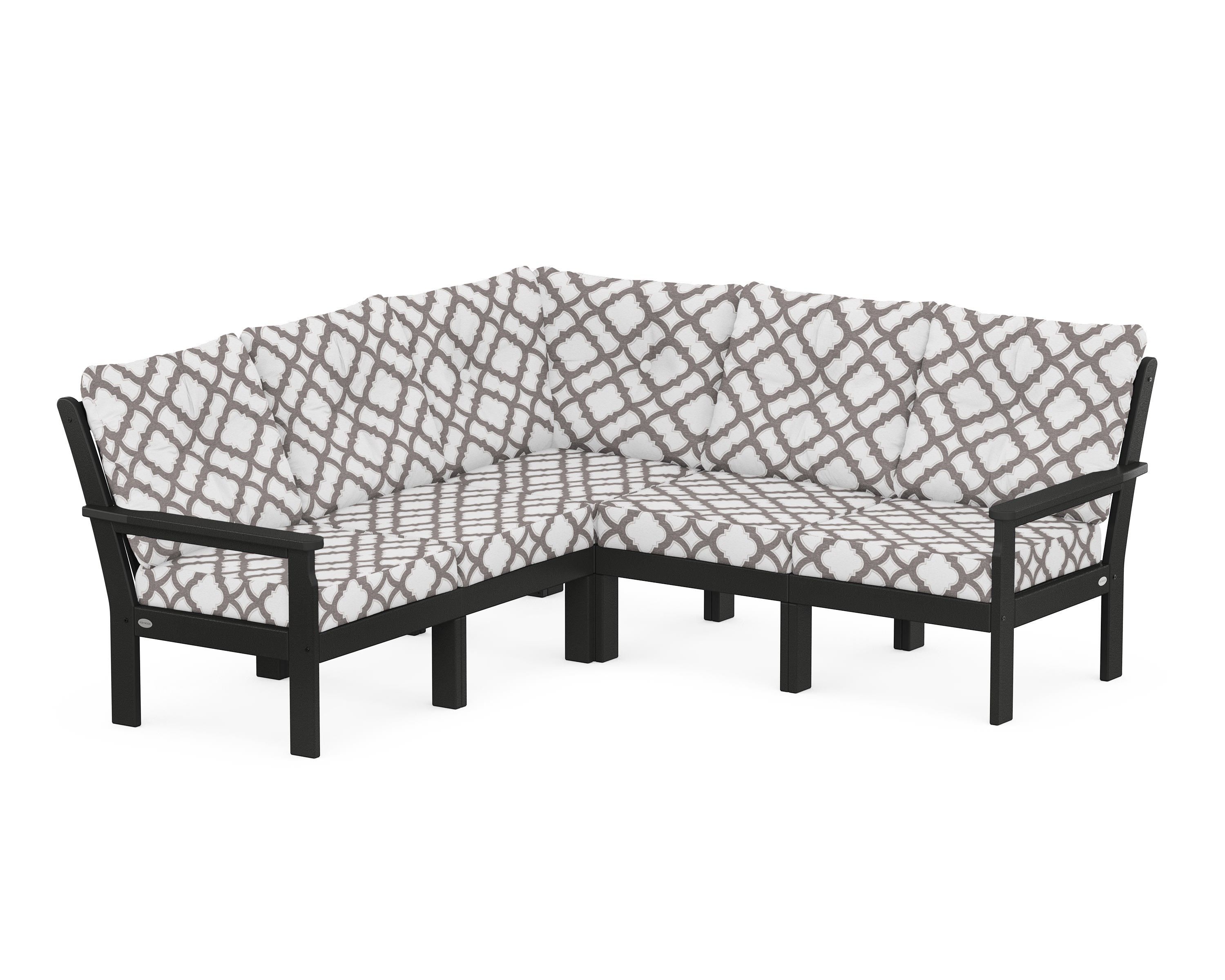 POLYWOOD® Vineyard 5-Piece Sectional in Black / Trellis Grey Mist