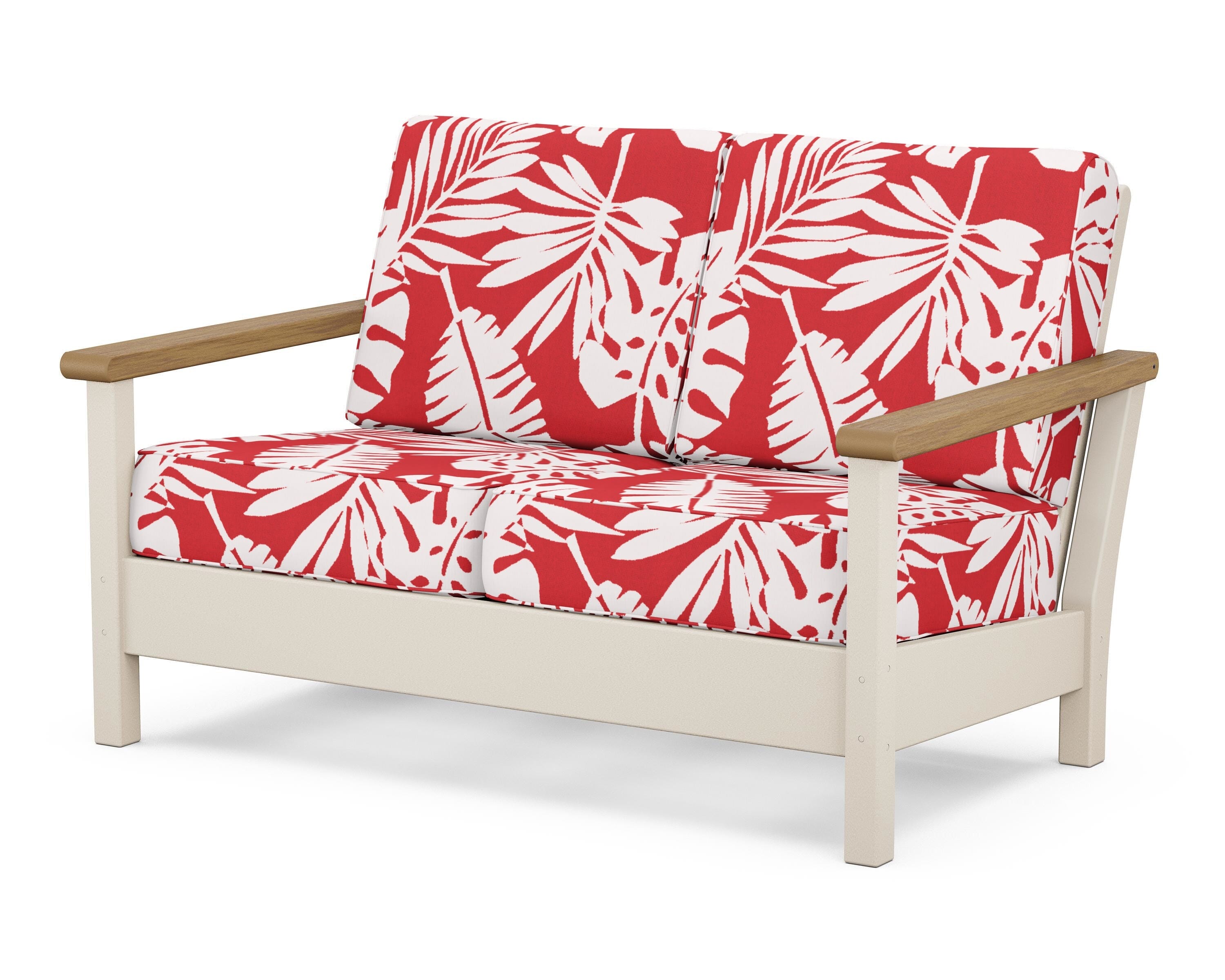 POLYWOOD® Harbour Deep Seating Loveseat in Sand / Natural / Leaf Crimson
