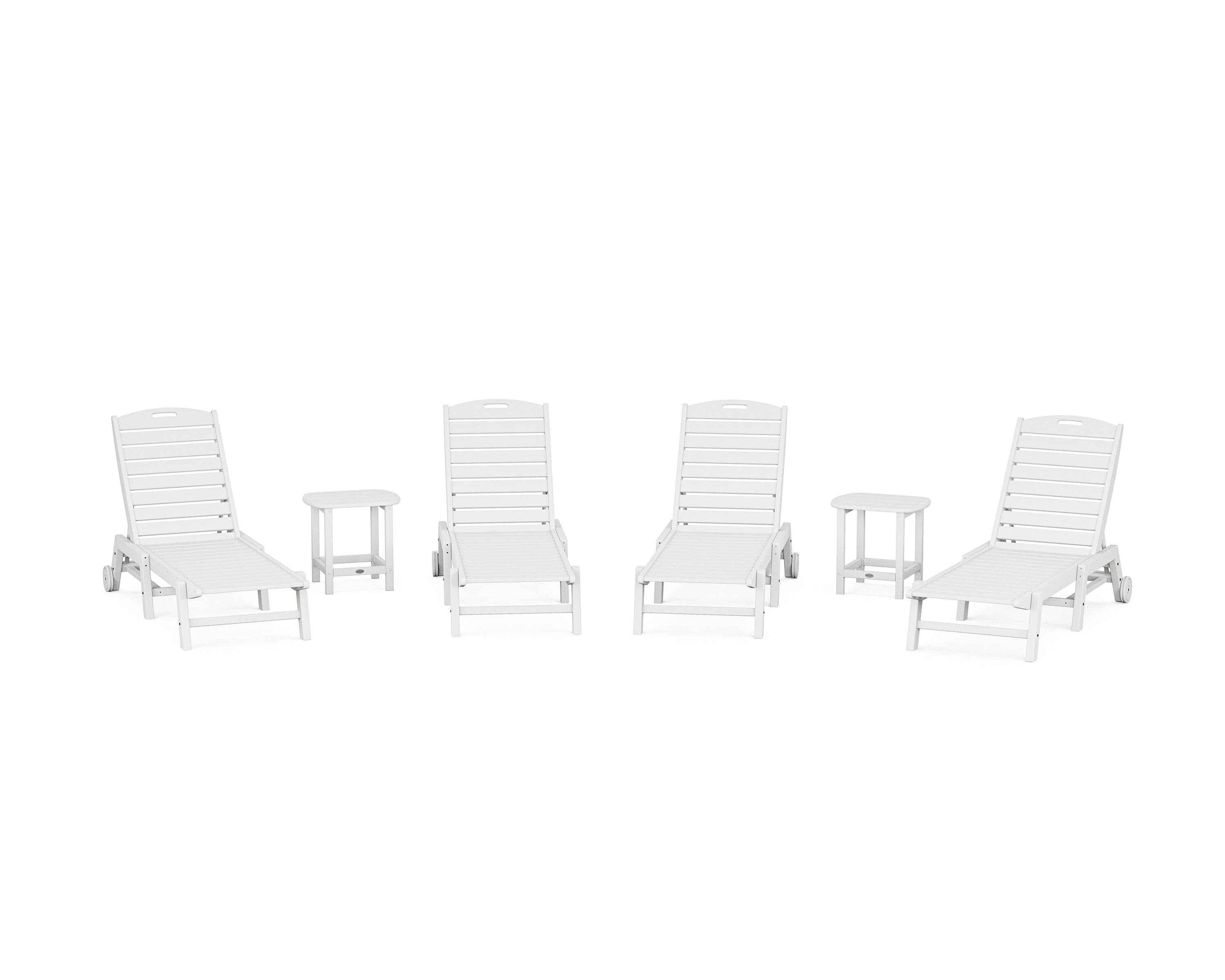 POLYWOOD® Nautical Chaise 6-Piece Set with Wheels in White