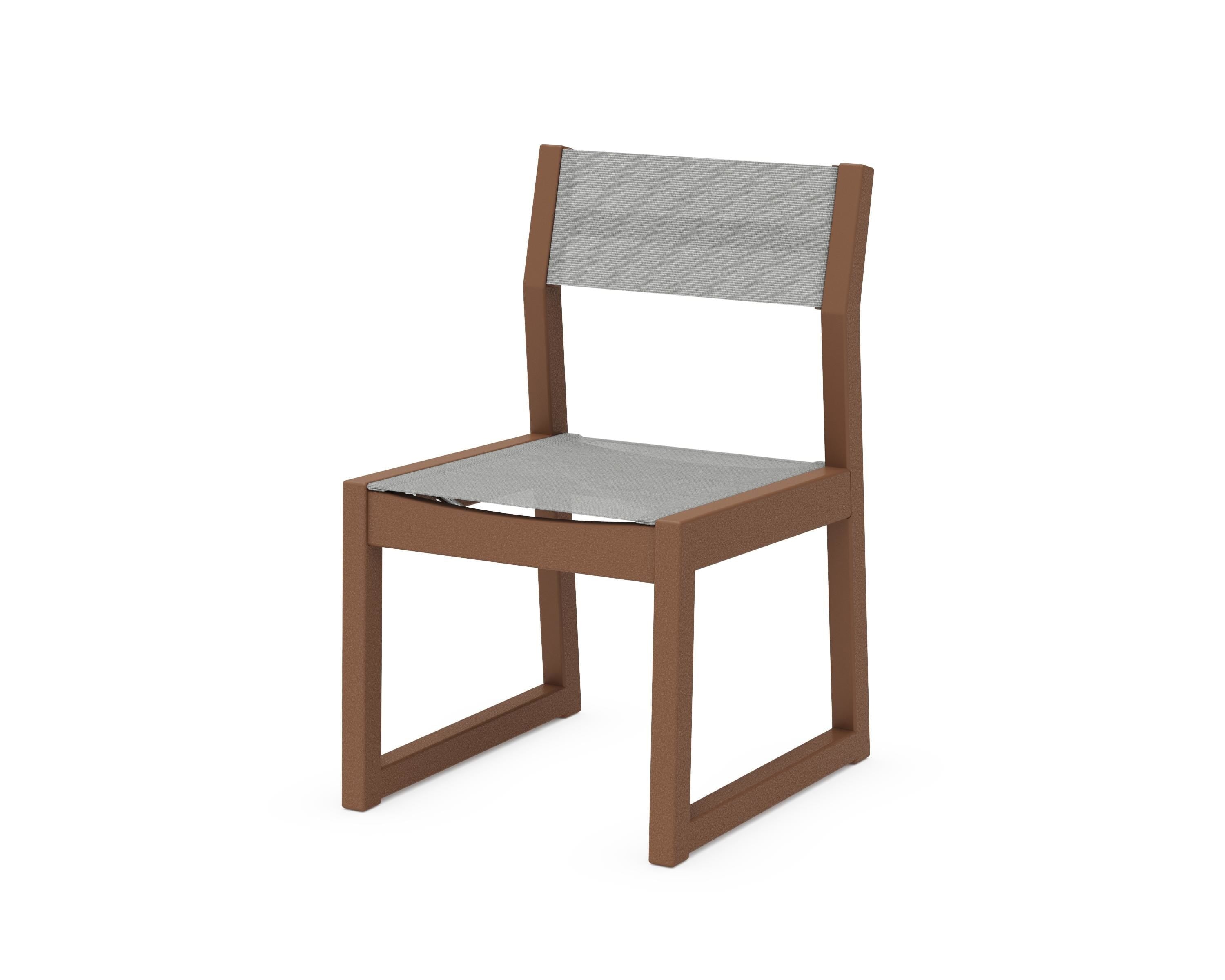 POLYWOOD® EDGE Sling Dining Side Chair in Teak / Metallic Sling