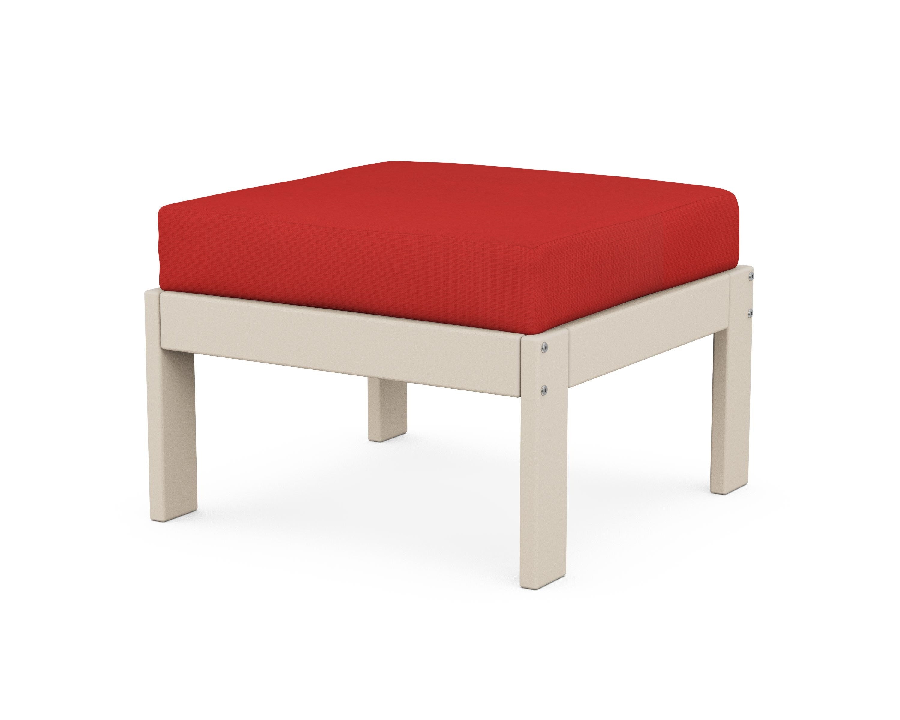 POLYWOOD® Vineyard Modular Ottoman in Sand / Crimson Linen