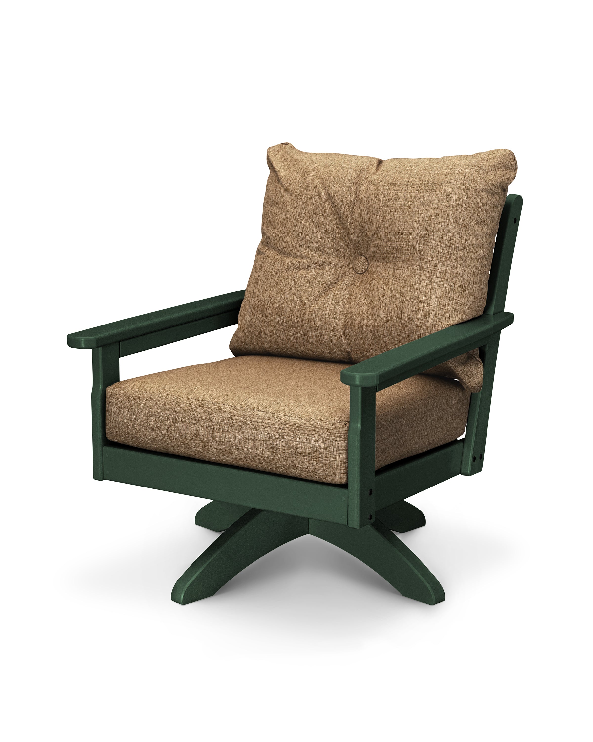 POLYWOOD® Vineyard Deep Seating Swivel Chair in Green / Sesame