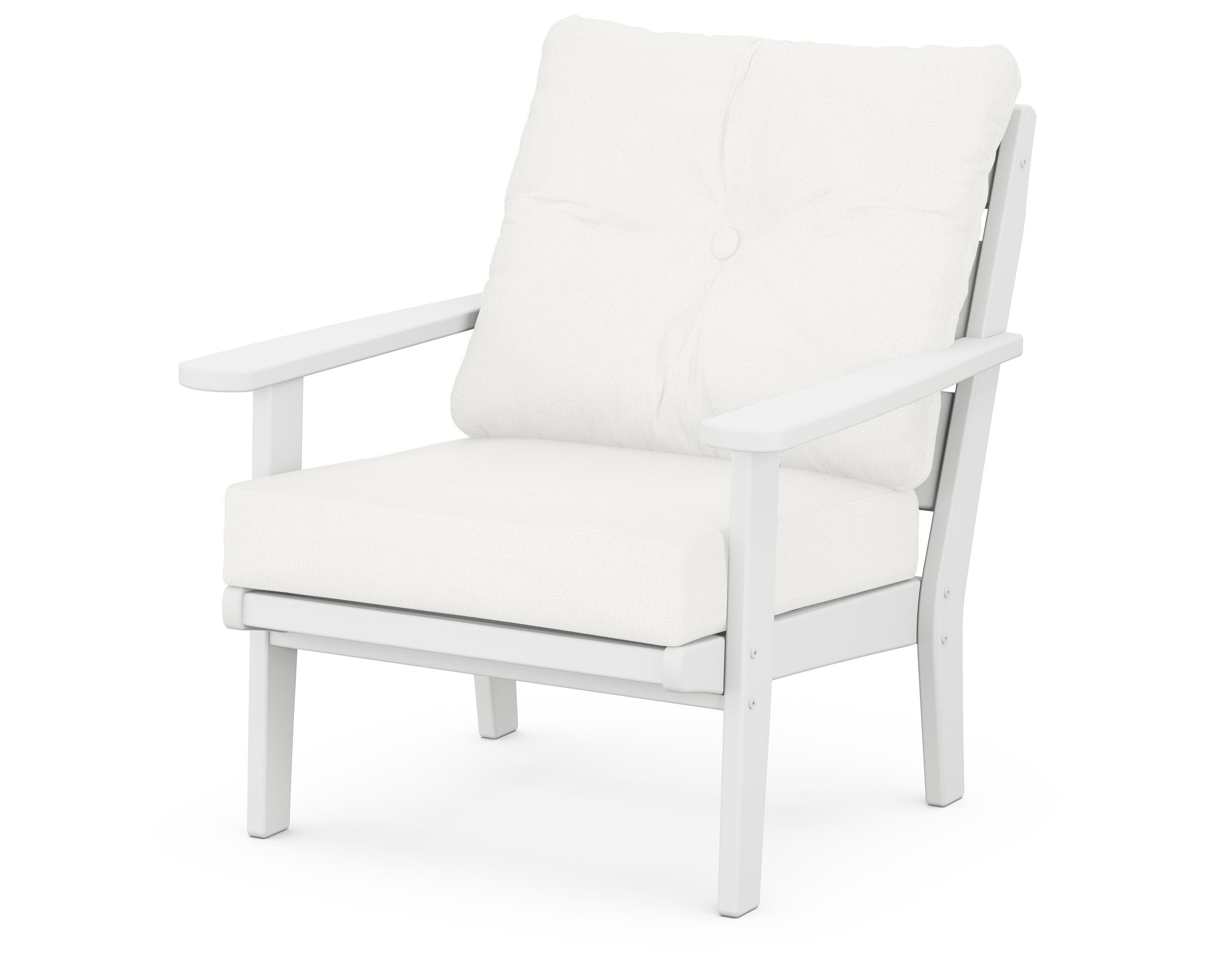 POLYWOOD® Lakeside Deep Seating Chair in White / Natural Linen