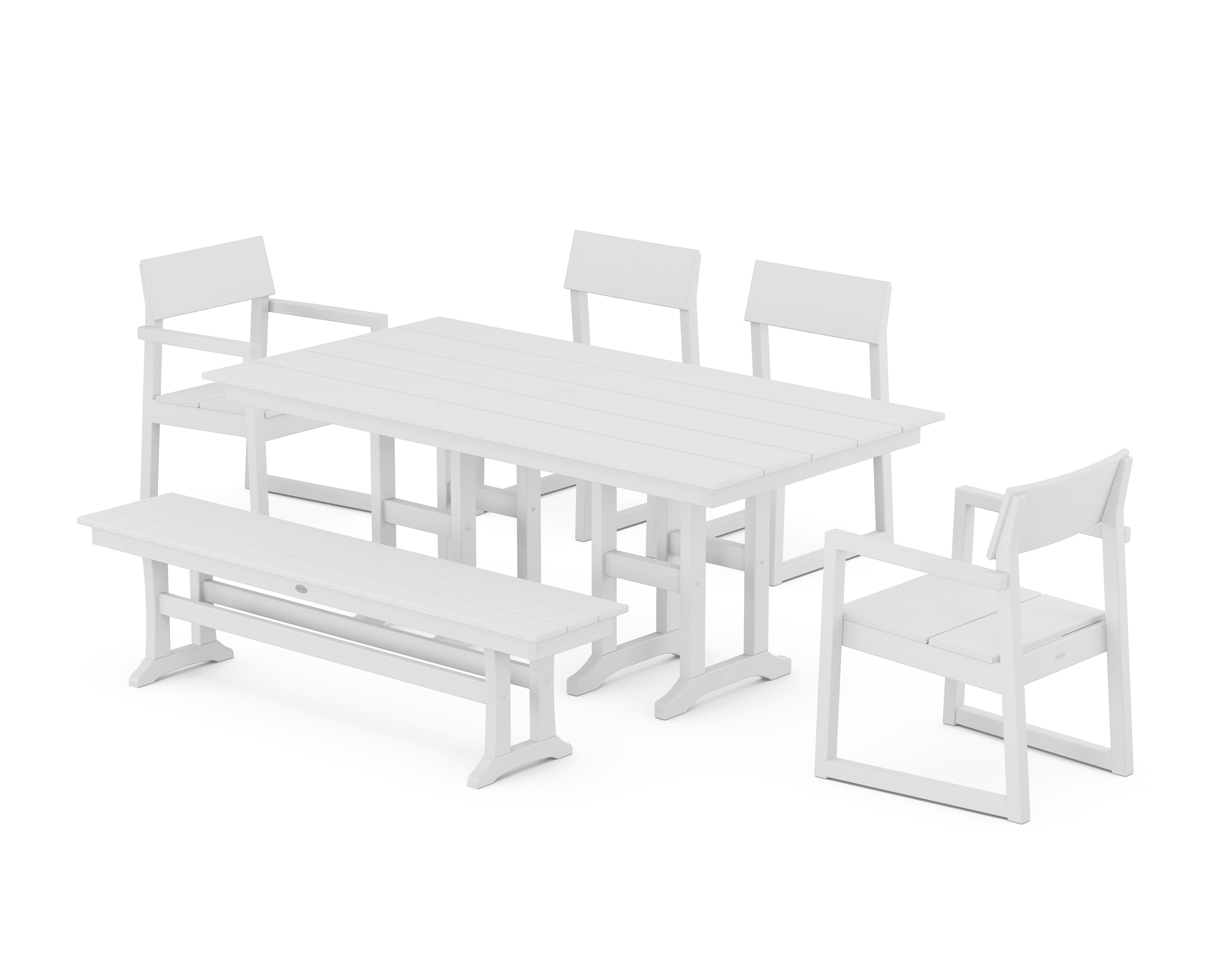POLYWOOD® EDGE 6-Piece Farmhouse Dining Set in White