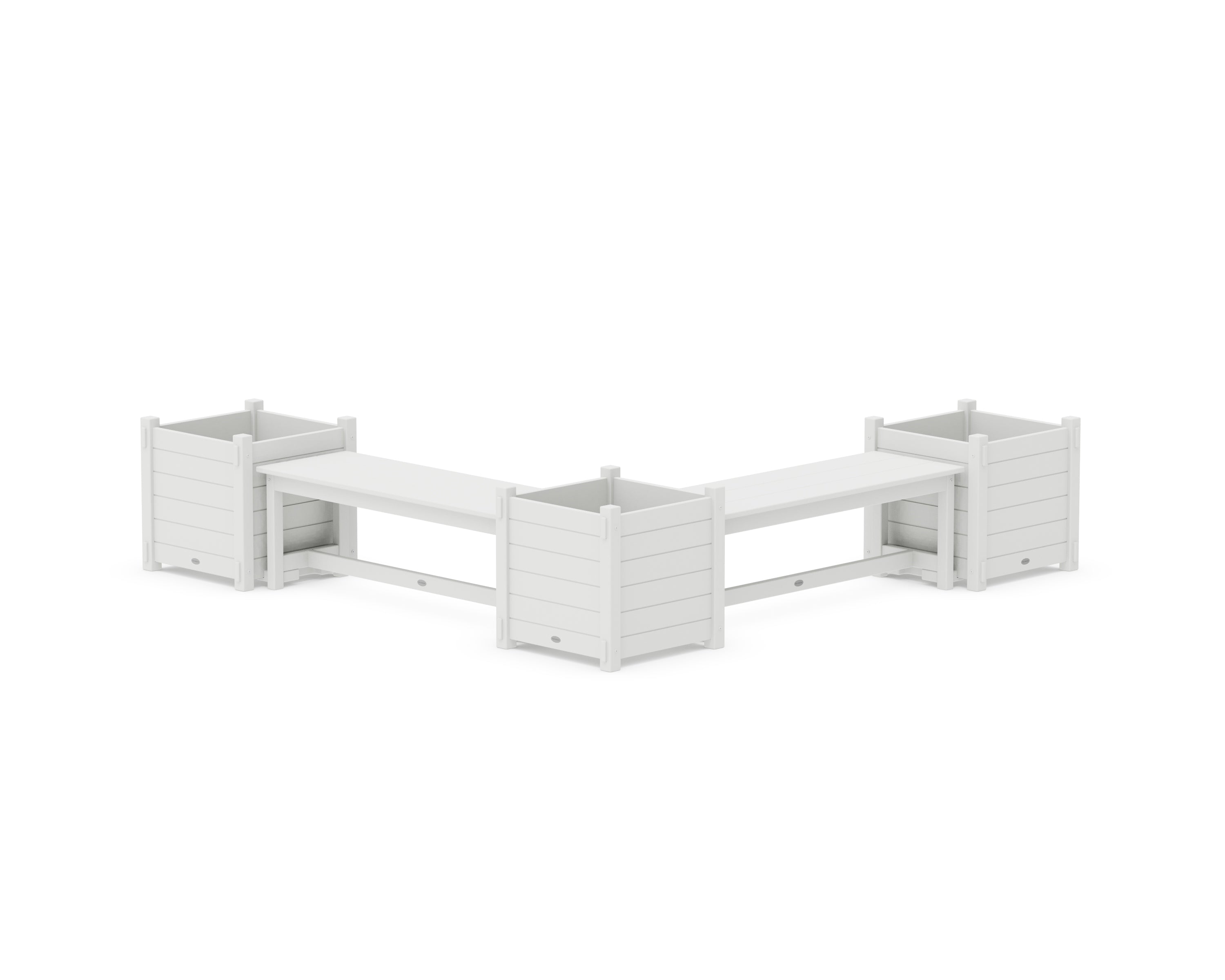 POLYWOOD® 48" Nautical L- Shaped Planter Bench Corner Set - Large in White