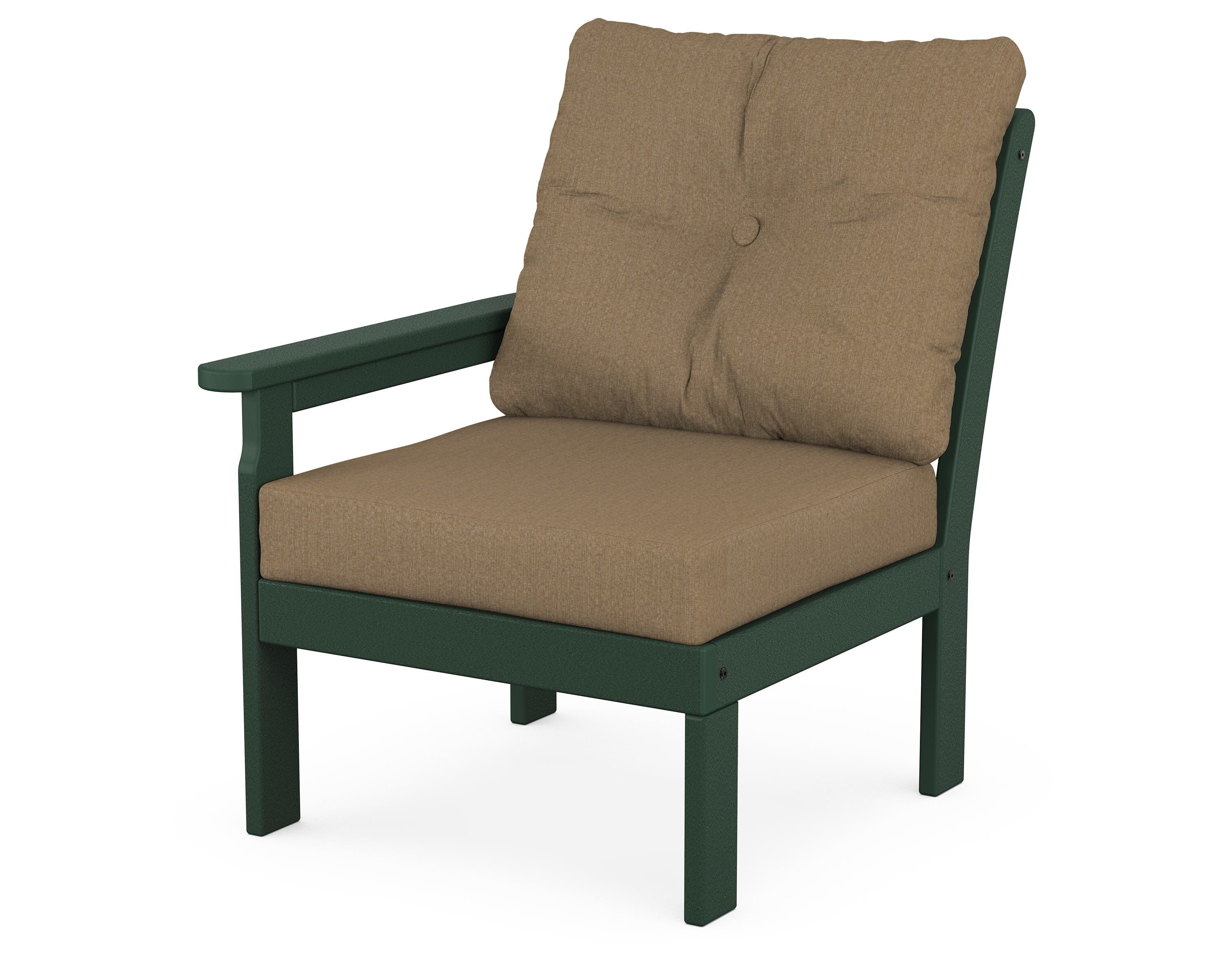 POLYWOOD® Vineyard Modular Left Arm Chair in Green / Sesame