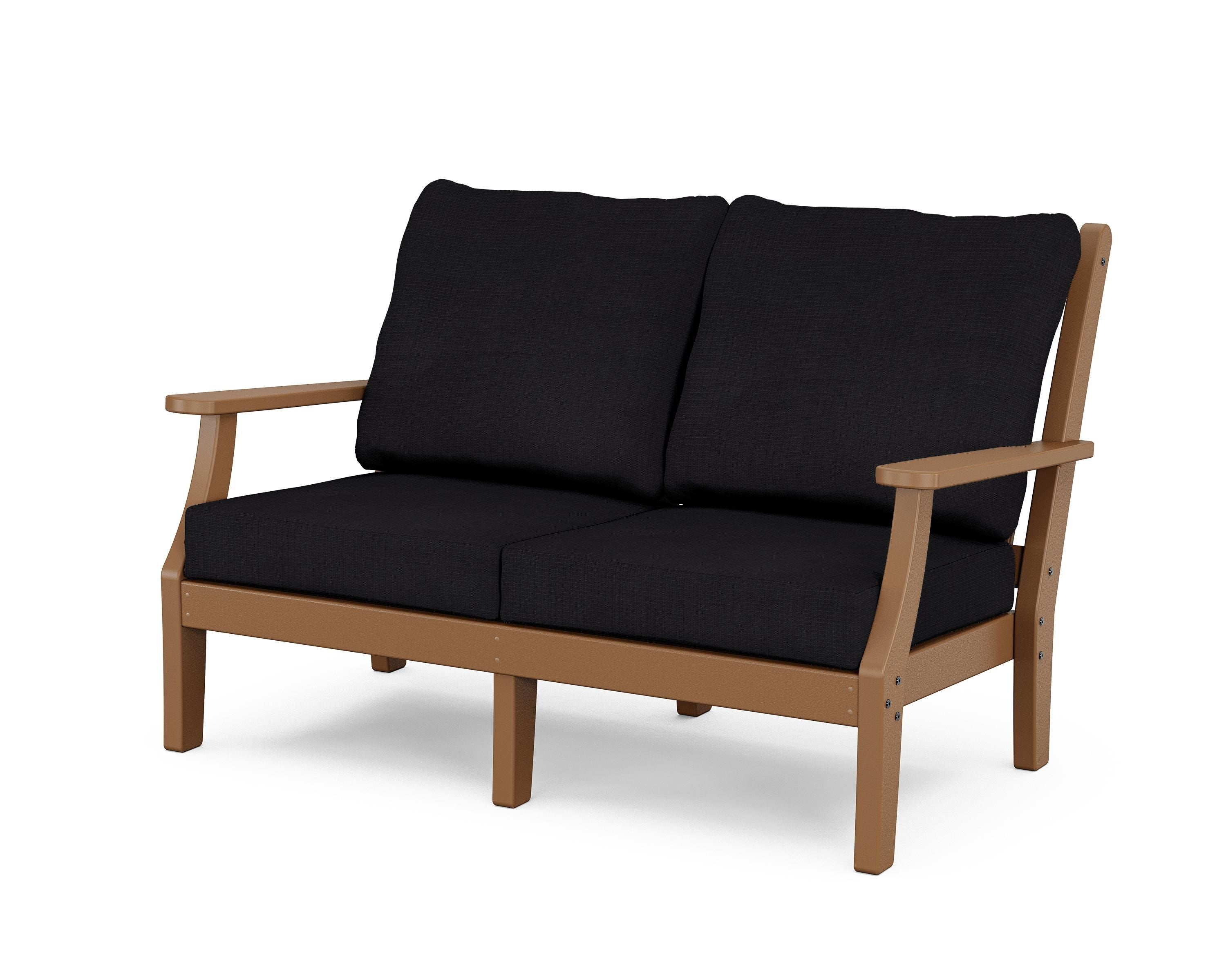 Country Living Wovendale Deep Seating Loveseat in Teak / Midnight Linen
