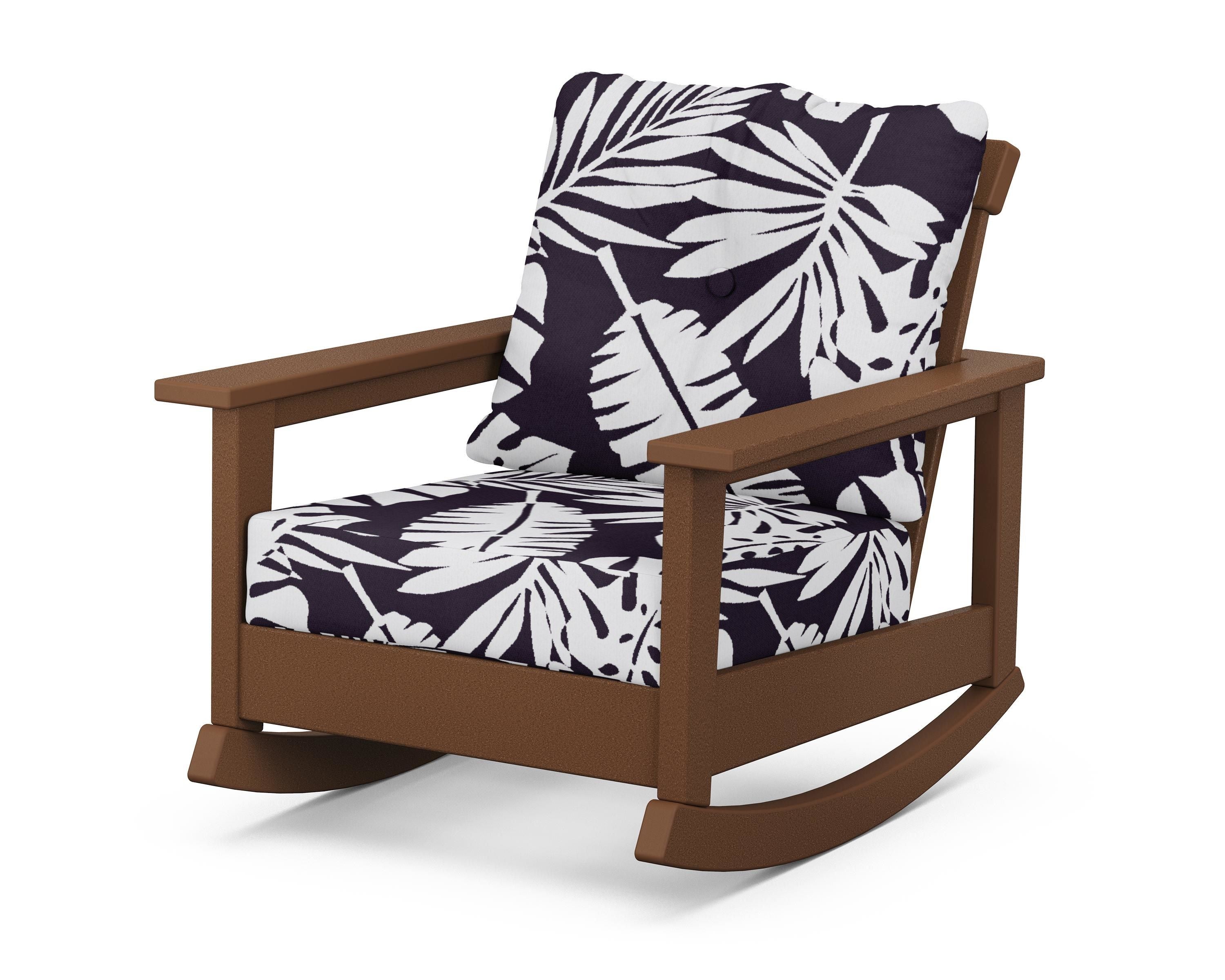 POLYWOOD® Prescott Deep Seating Rocking Chair in Teak / Leaf Navy